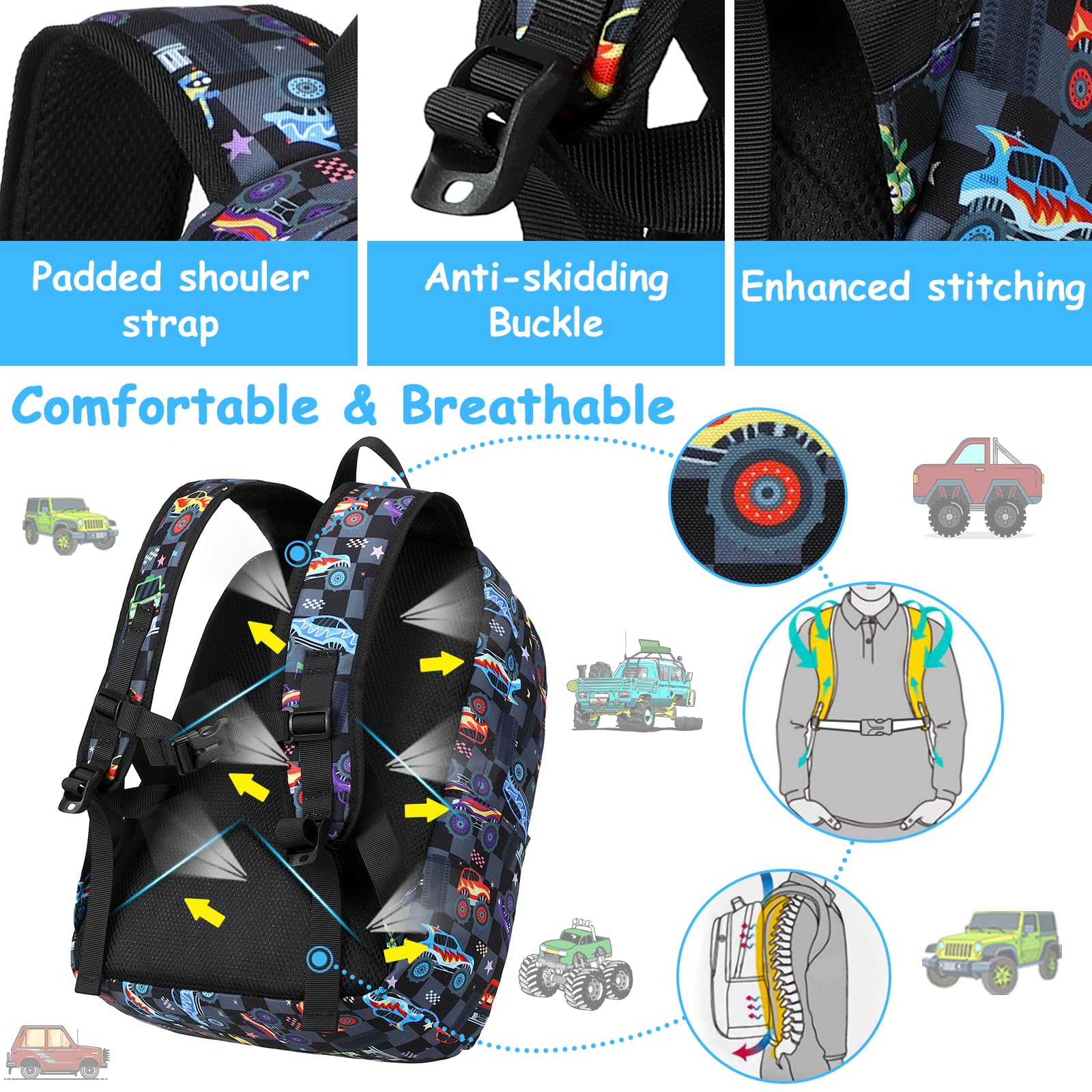 Bluboon Kids Backpack for Preschool & Kindergarten - Lightweight School Book Bag with Lunch Box for Boys & Girls - Perfect for Elementary Students, Daycare, Travel & Outdoor Activities