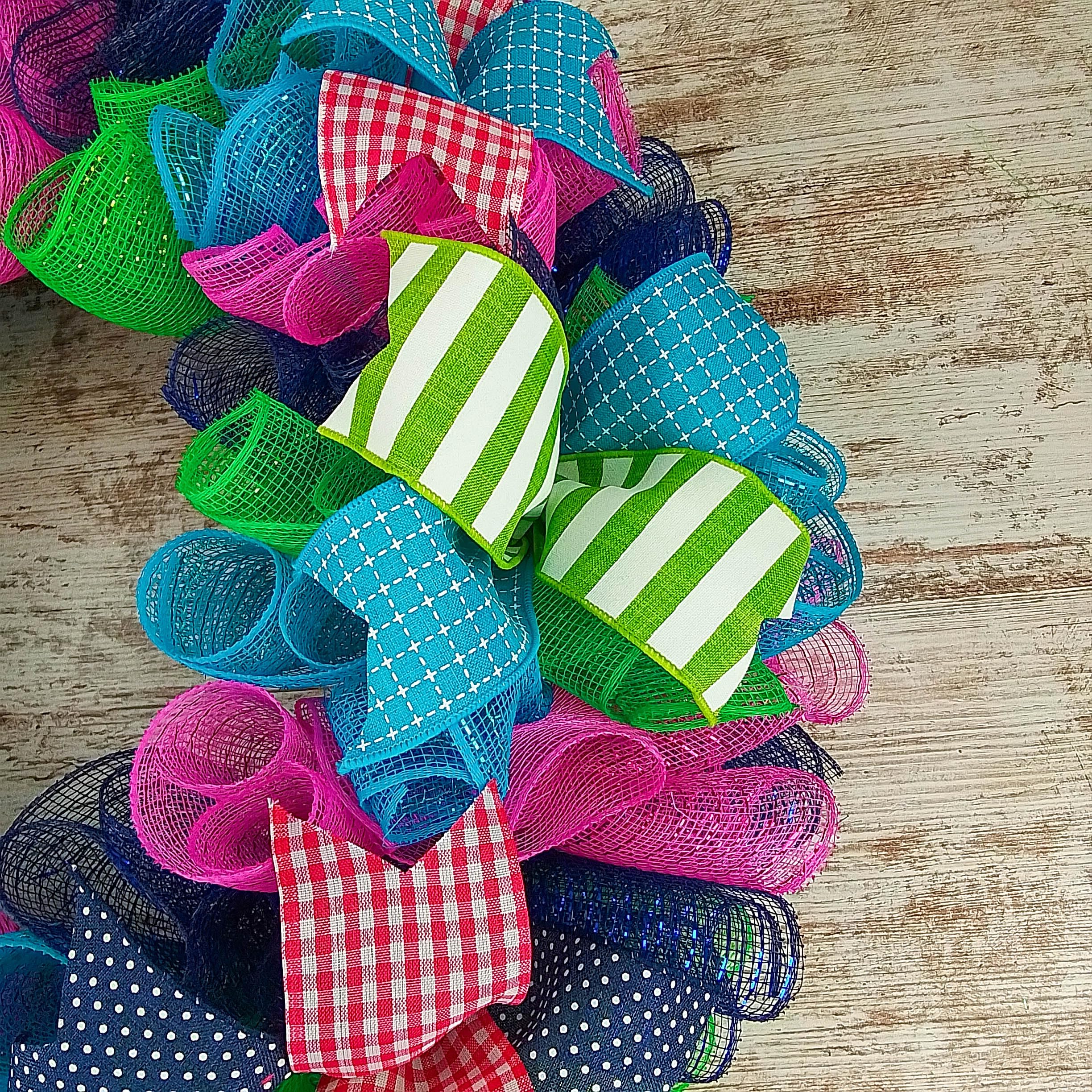 Monogram Everyday Wreath for Front Door - Summer Spring Floral Wreath in Pink, Turquoise, Navy Blue & Green | Perfect for Home Decor, Wedding, Party & Seasonal Celebration (P5)