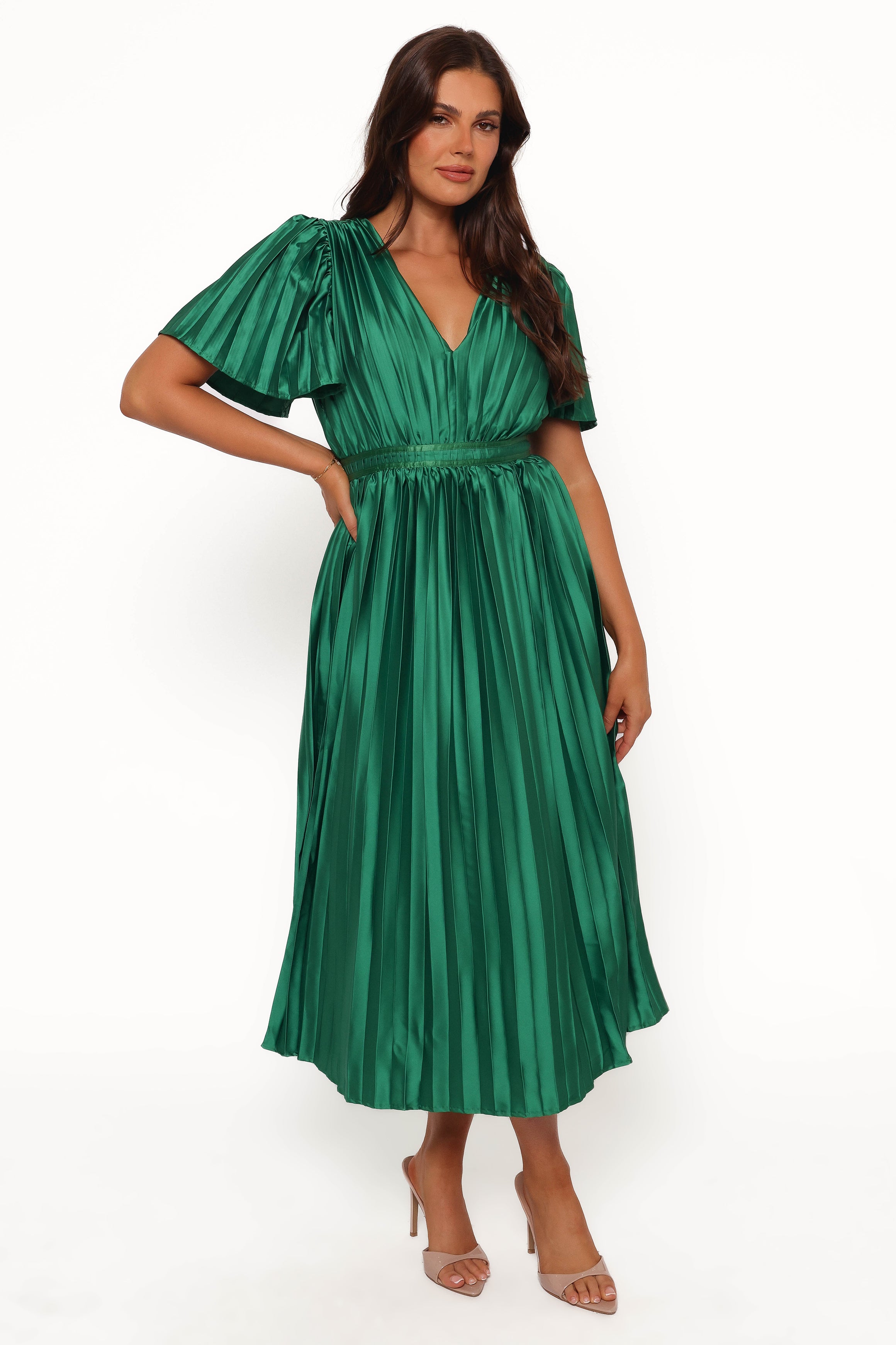 Keelah Midi Dress - Elegant Emerald Green Flowy Summer Dress for Women | Perfect for Weddings, Parties & Beach Vacations