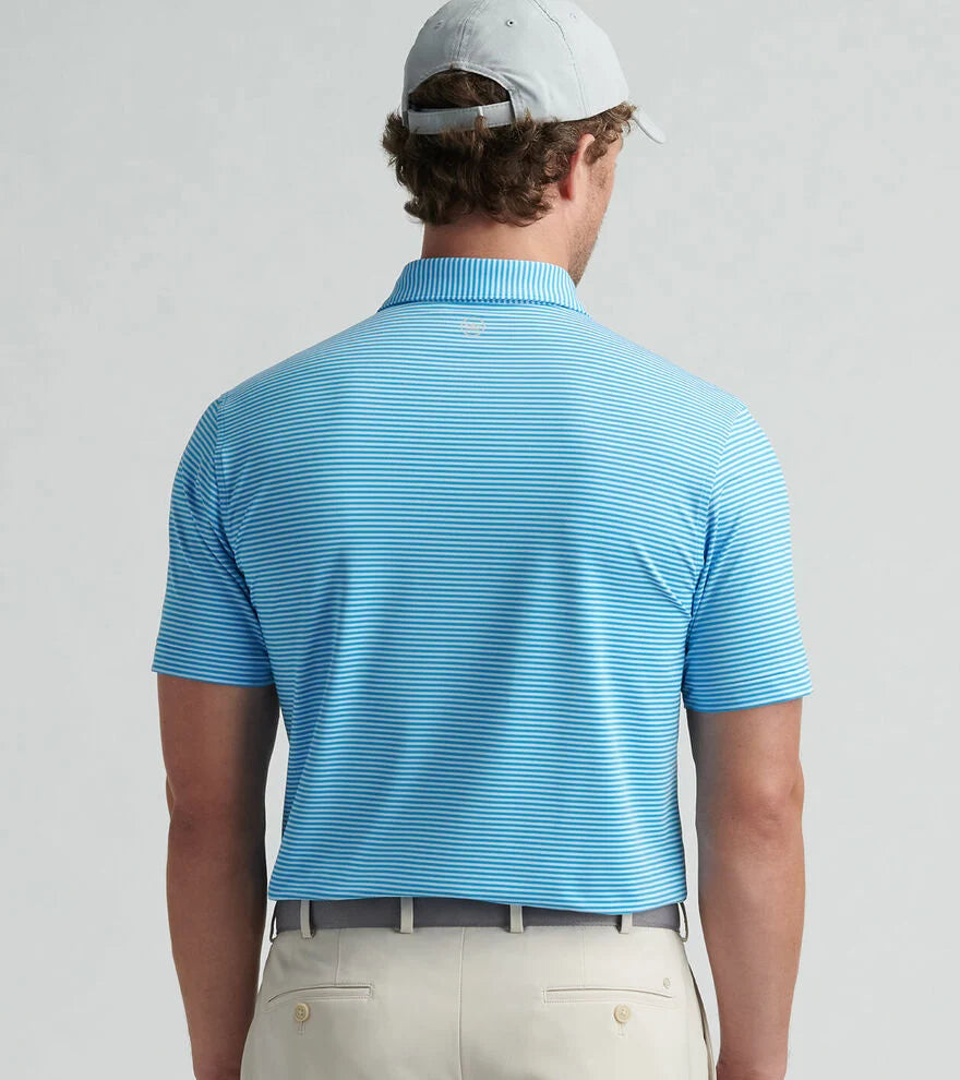 Peter Millar Men's Hales Performance Jersey Polo Shirt - Moisture-Wicking, Breathable Golf & Casual Shirt in Riverbed - Perfect for Golf, Office & Summer Outings