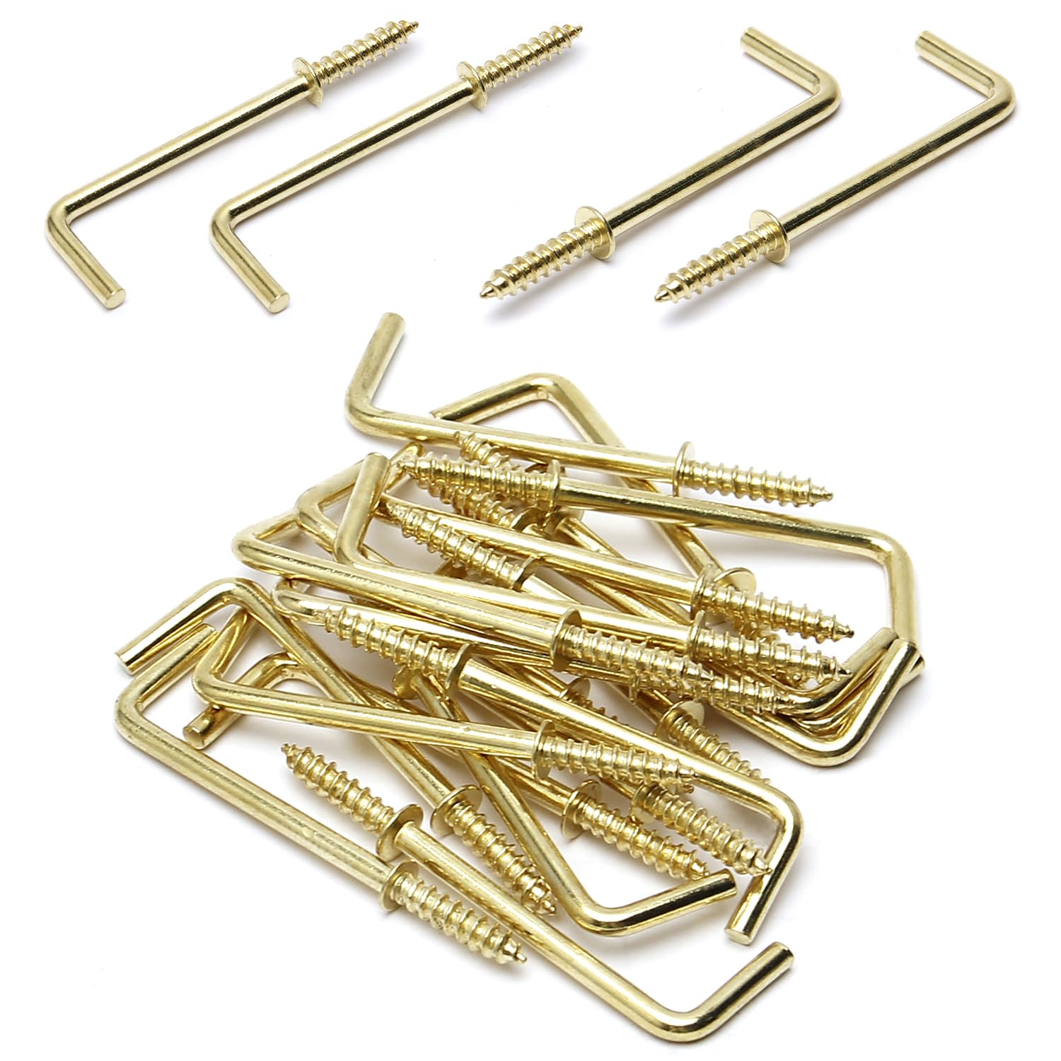 2 Inch Small Screw Hooks Assortment - 7 Shapes (L Shape, Right Angle, Square Bend, Self Tapping) - 20 Pcs for Jewelry Making, DIY Crafts, Home Organization & Wall Decor