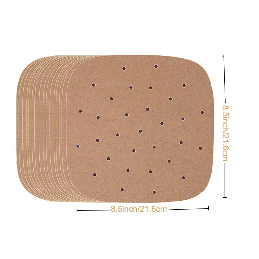 200Pcs Unbleached 8.5 Inch Square Air Fryer Parchment Paper Liners - Safe for Air Fryers, Ovens, Microwaves, Baking Pans & Bamboo Steamers | Perfect for Healthy Cooking, Meal Prep & Reheating Leftovers