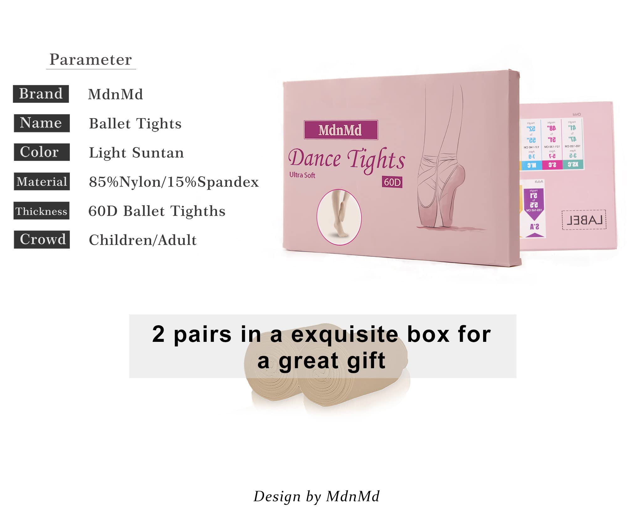 Ultra Soft Girls Ballet Dance Tights with Footed Design for Toddlers & Kids | Comfortable Ballet Stockings for Dance Class, Recital & Practice