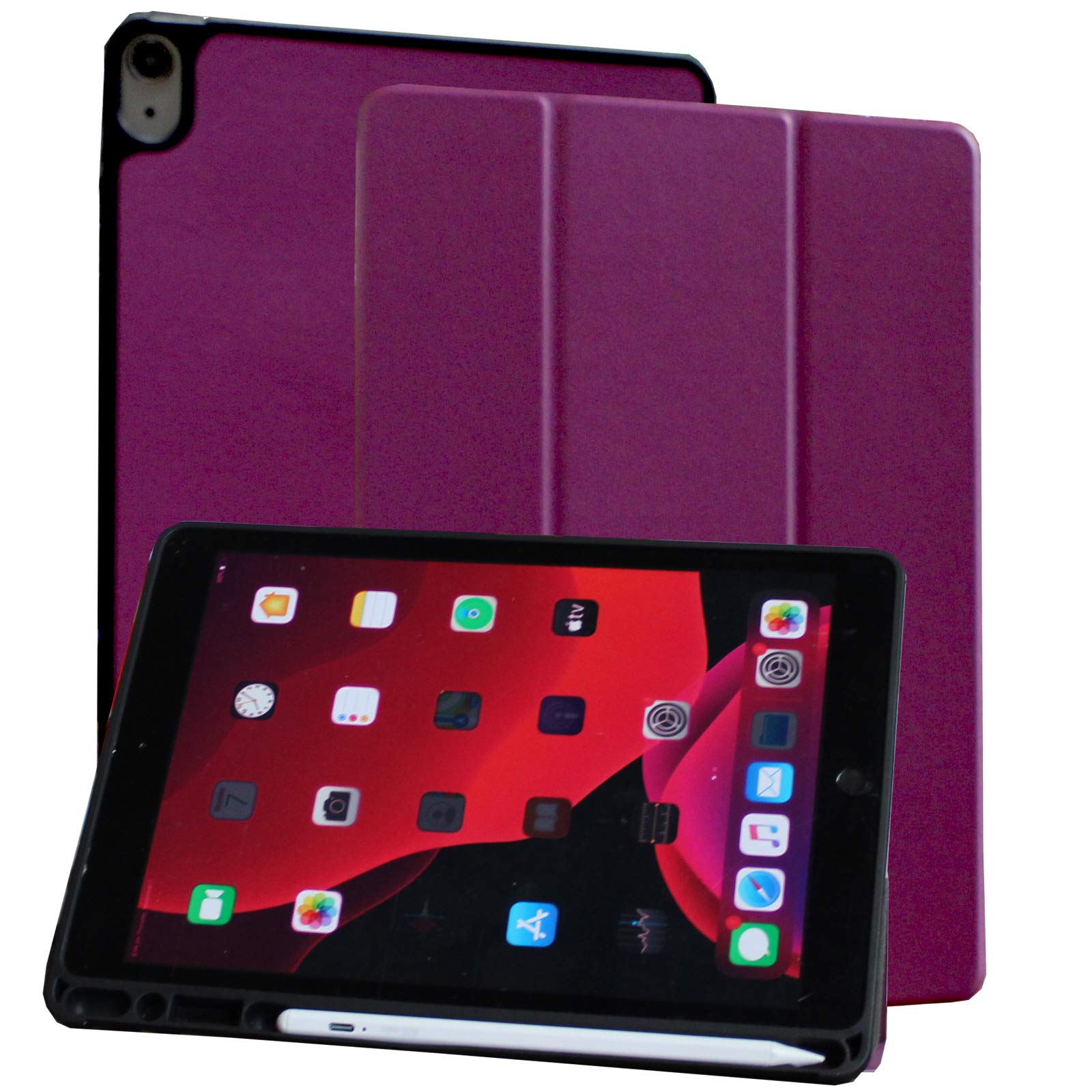 Shockproof Trifold Stand Case for iPad Air 5th Gen 2022 & 4th Gen 2020 (10.9 inch) - Protective Cover for Models A2588/A2589/A2591/A2316/A2324/A2072 | Perfect for Work, Study & Travel (Purple)