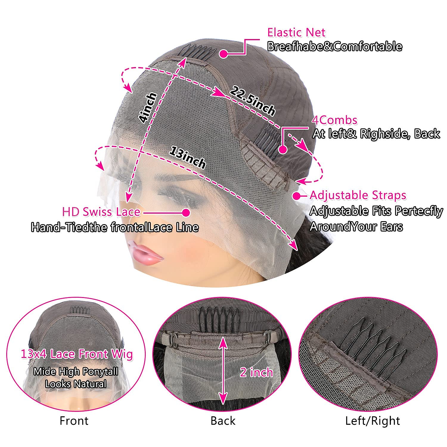 30 Inch 13x4 HD Lace Front Wig Human Hair - Deep Wave Loose Wig with Transparent Lace & Baby Hair - 150% Density Glueless Lace Frontal Wig for Daily Wear, Parties & Special Occasions