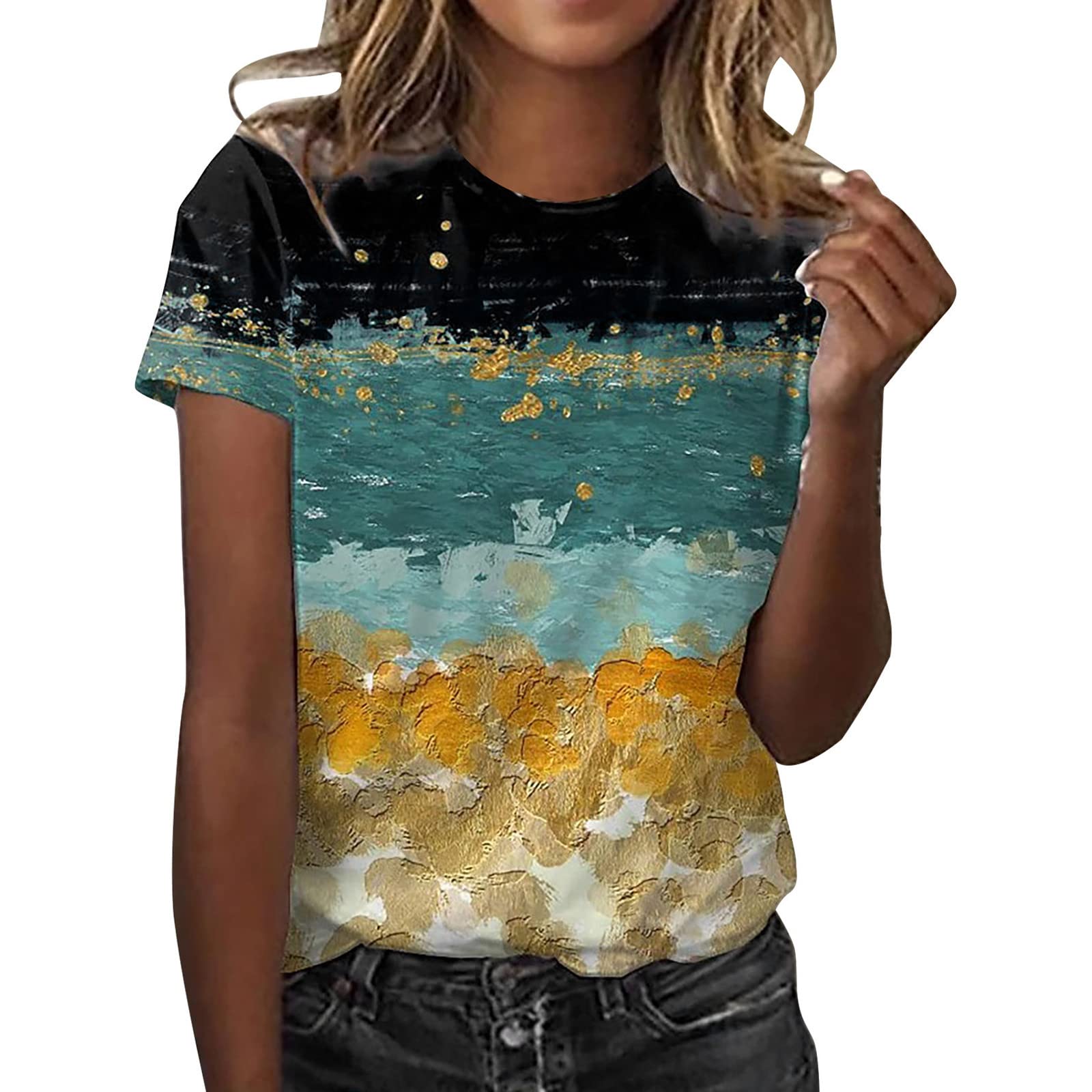 Women's Summer V-Neck T-Shirt - Casual Trendy Loose Fit Tunic Top | Sexy Short Sleeve Comfortable Plus Size Blouse for Women | Perfect for Beach, Vacation & Everyday Wear