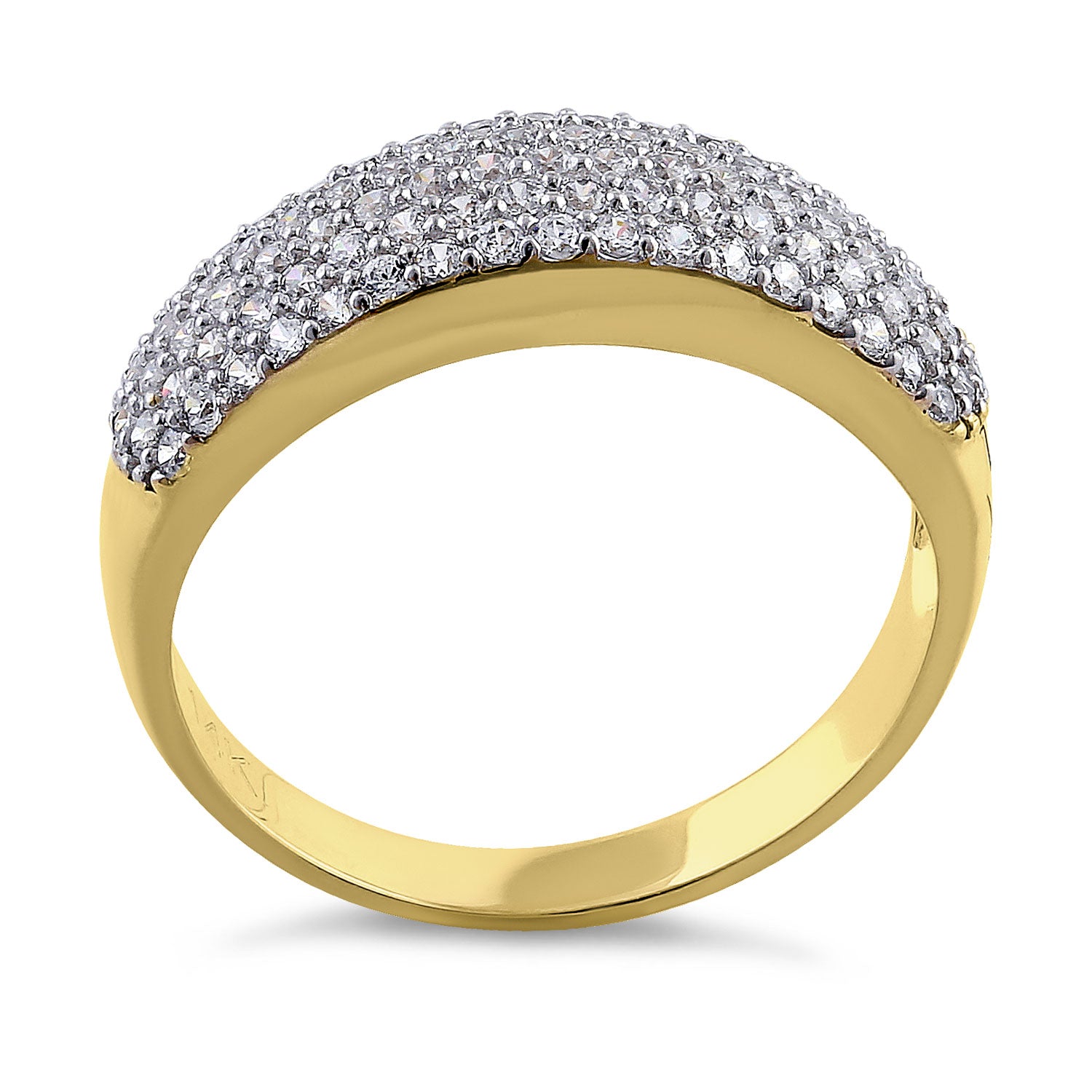 14K Solid Yellow Gold Pave Cubic Zirconia Ring for Women - Elegant & Sparkling CZ Wedding Band, Anniversary Gift, or Everyday Jewelry