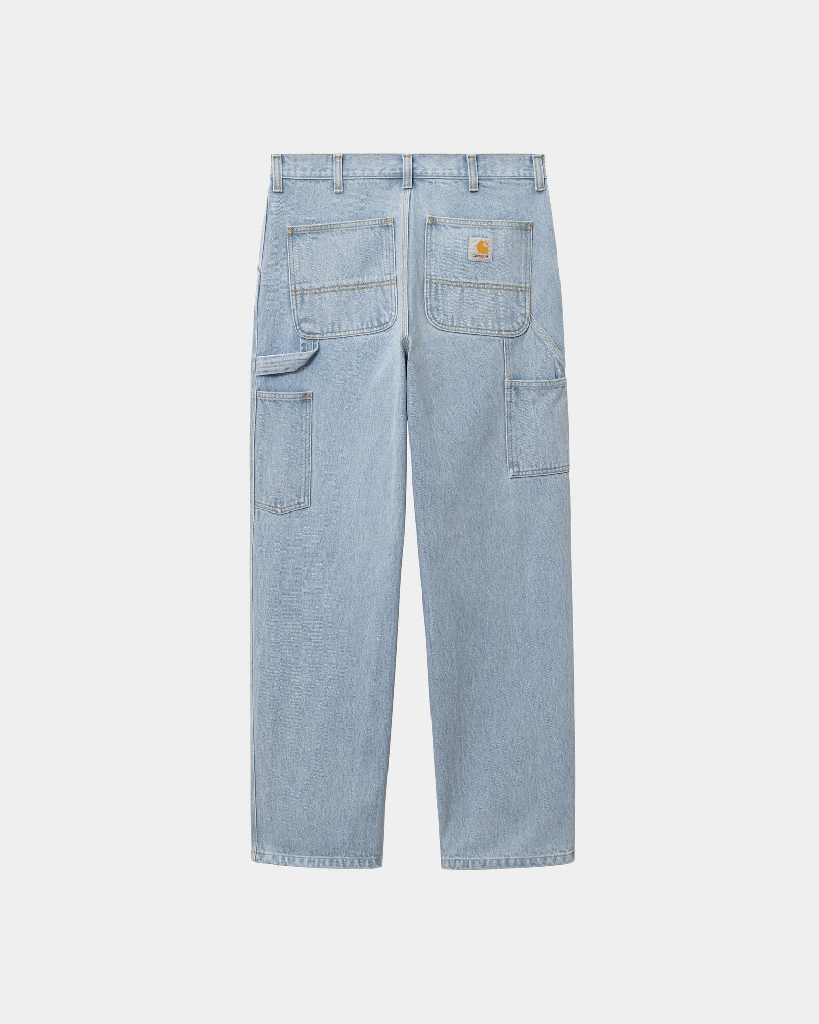 Single Knee Denim Pants - Blue Heavy Stone Bleached Jeans for Men | Durable Workwear & Casual Style