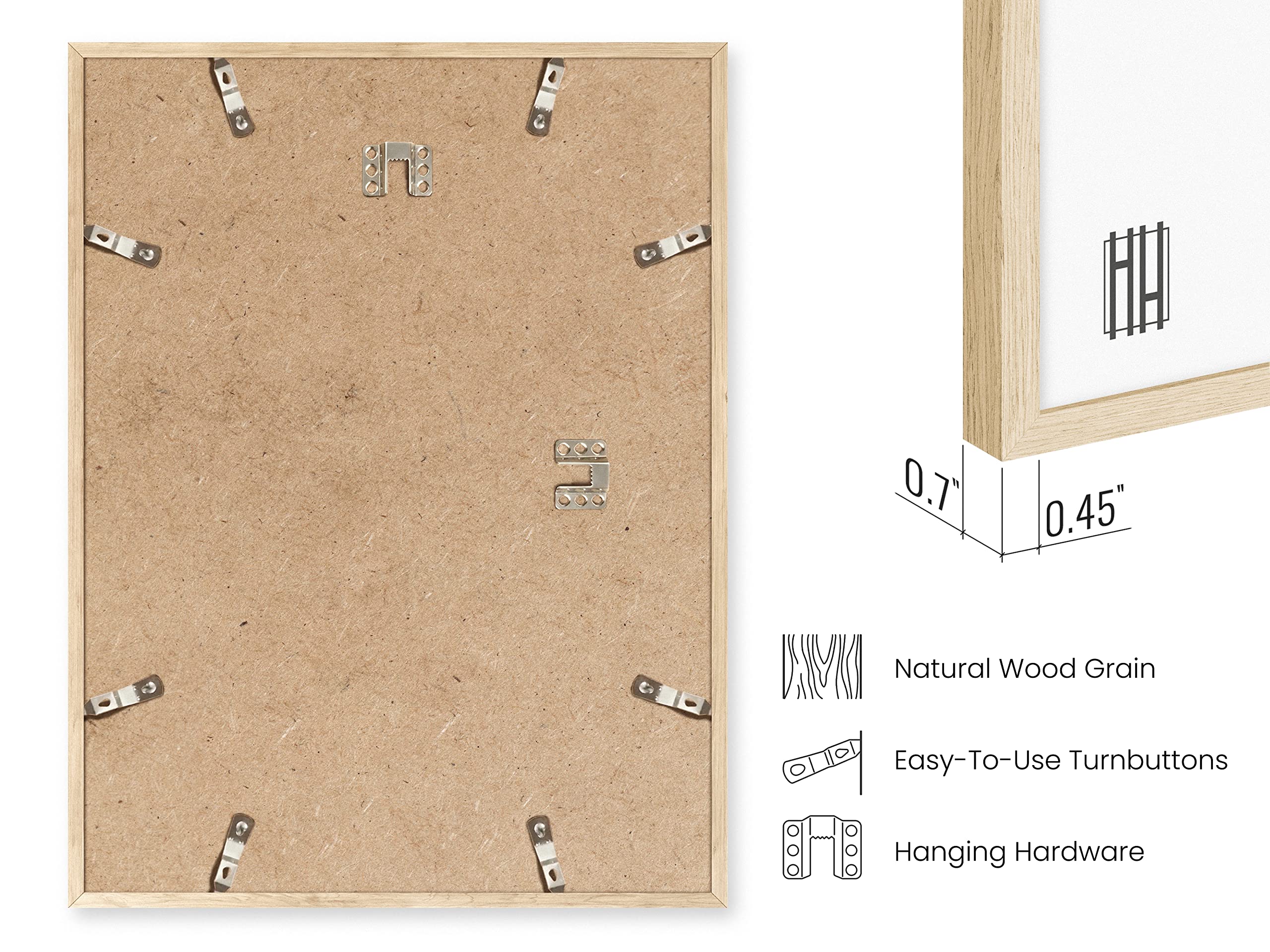 HAUS AND HUES 12x16 Beige Oak Wood Picture Frame - Wall Art Poster Frame for 12x16 Photos, Prints, and Artwork - Perfect for Living Room, Bedroom, and Office Decor