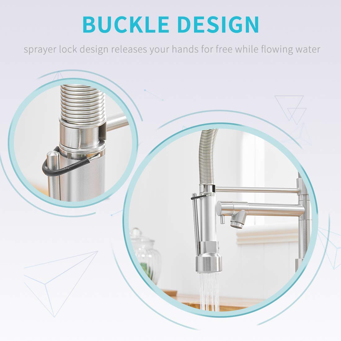 Fapully Single Handle Pull Down Kitchen Faucet with Sprayer and Soap Dispenser - Brushed Nickel Finish for Modern Farmhouse & Industrial Style Kitchens
