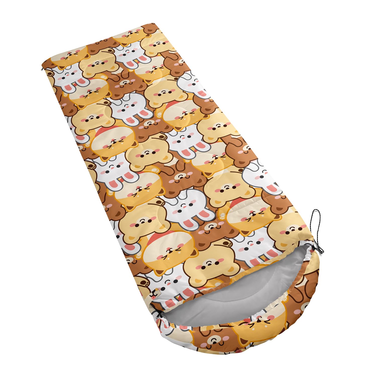 XYNHML Cartoon Bear Sleeping Bag for Adults & Kids - Warm Cold Weather Camping Gear for Boys & Girls - Kawaii Animal Design All-Season Backpacking, Travel & Outdoor Adventures - Perfect for Family Camping Trips & Sleepovers
