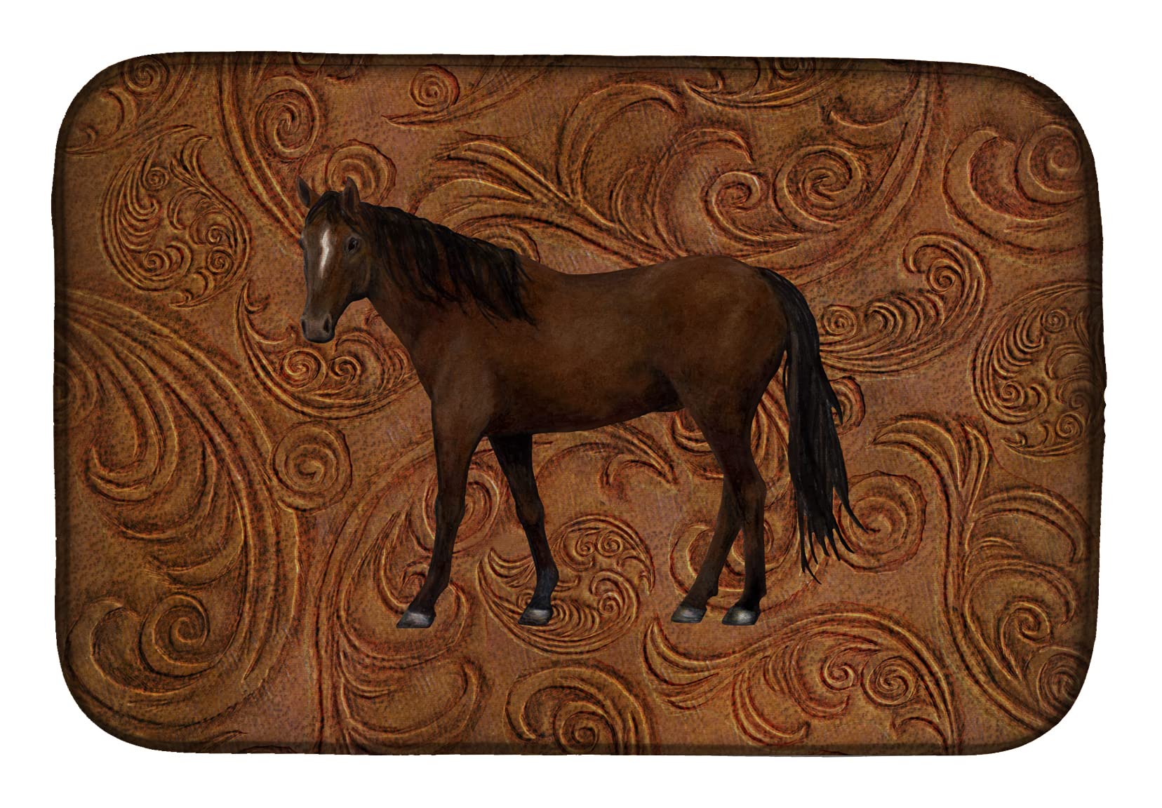 Premium Absorbent Horse Design Dish Drying Mat - 14