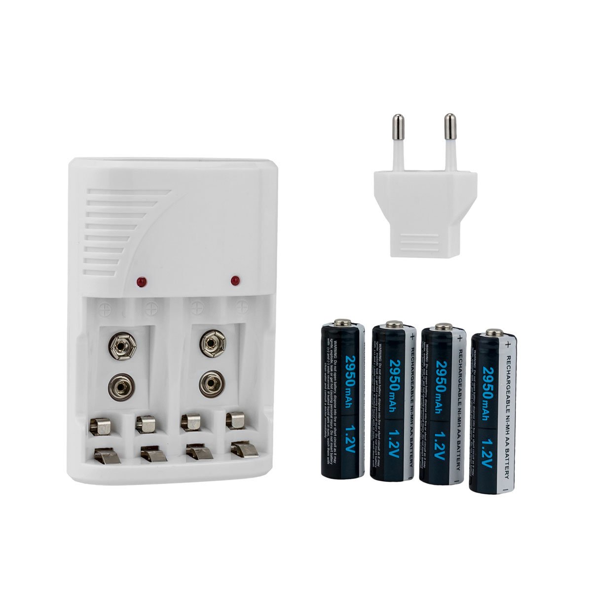 4 Pack AA Rechargeable Batteries with White USB Charger - Long Lasting Power for Cameras, Toys, and Remote Controls