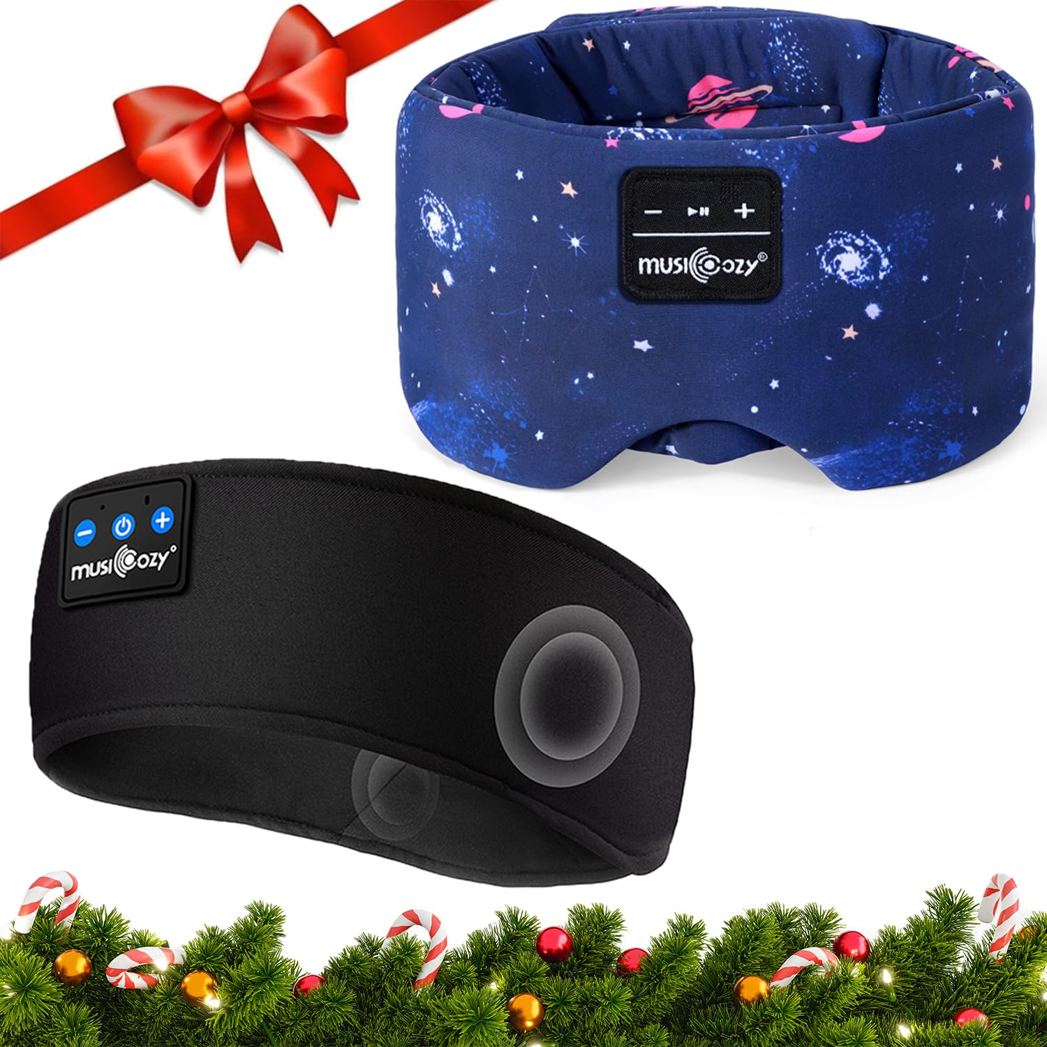 Wireless Bluetooth 5.4 Sleep Headphones & Eye Mask - Adjustable Headband for Comfortable Sleeping, Meditation & Travel | MUSICOZY