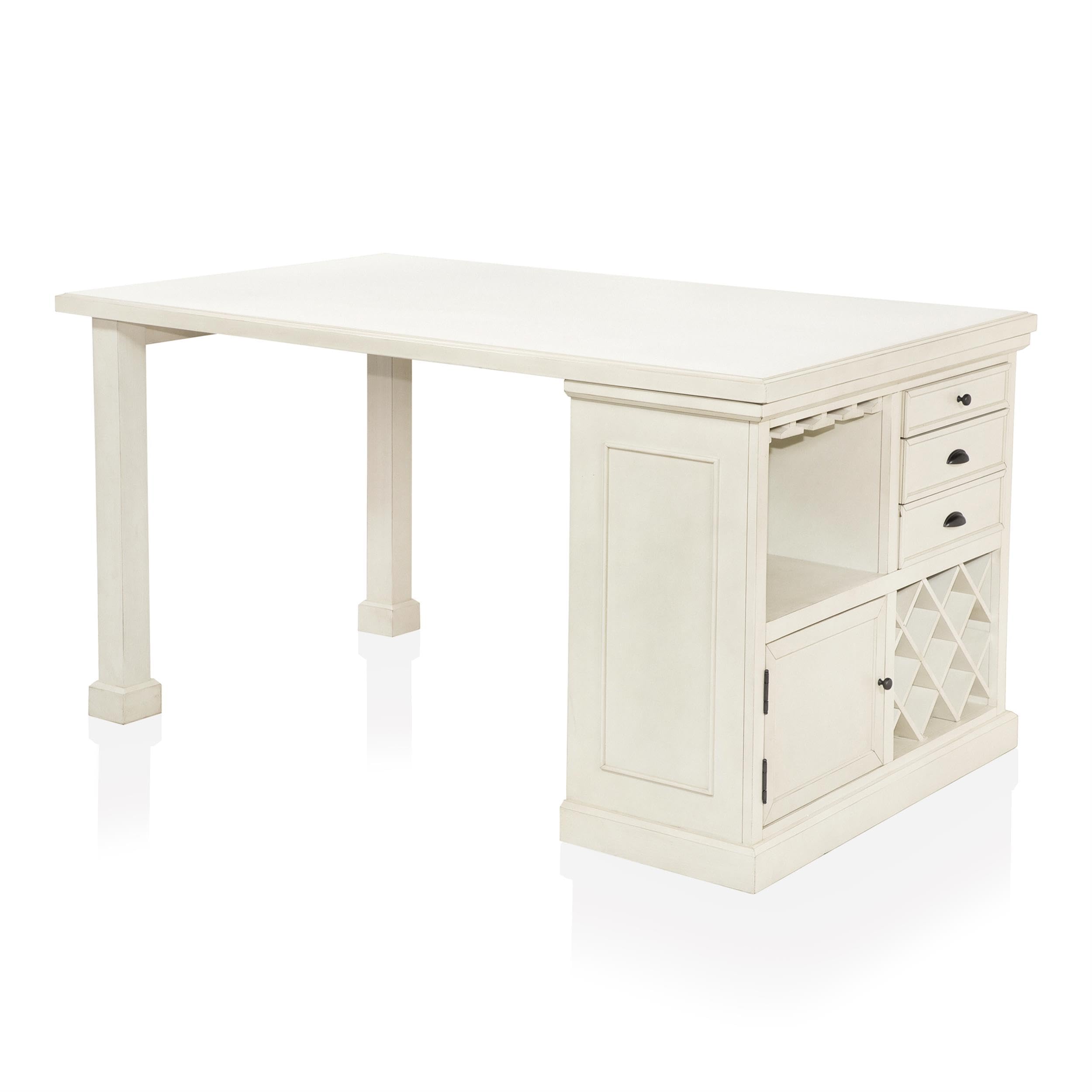 Furniture of America Ronan Wood Counter Height Dining Table in Antique White - Perfect for Kitchen, Breakfast Nook & Small Space Dining
