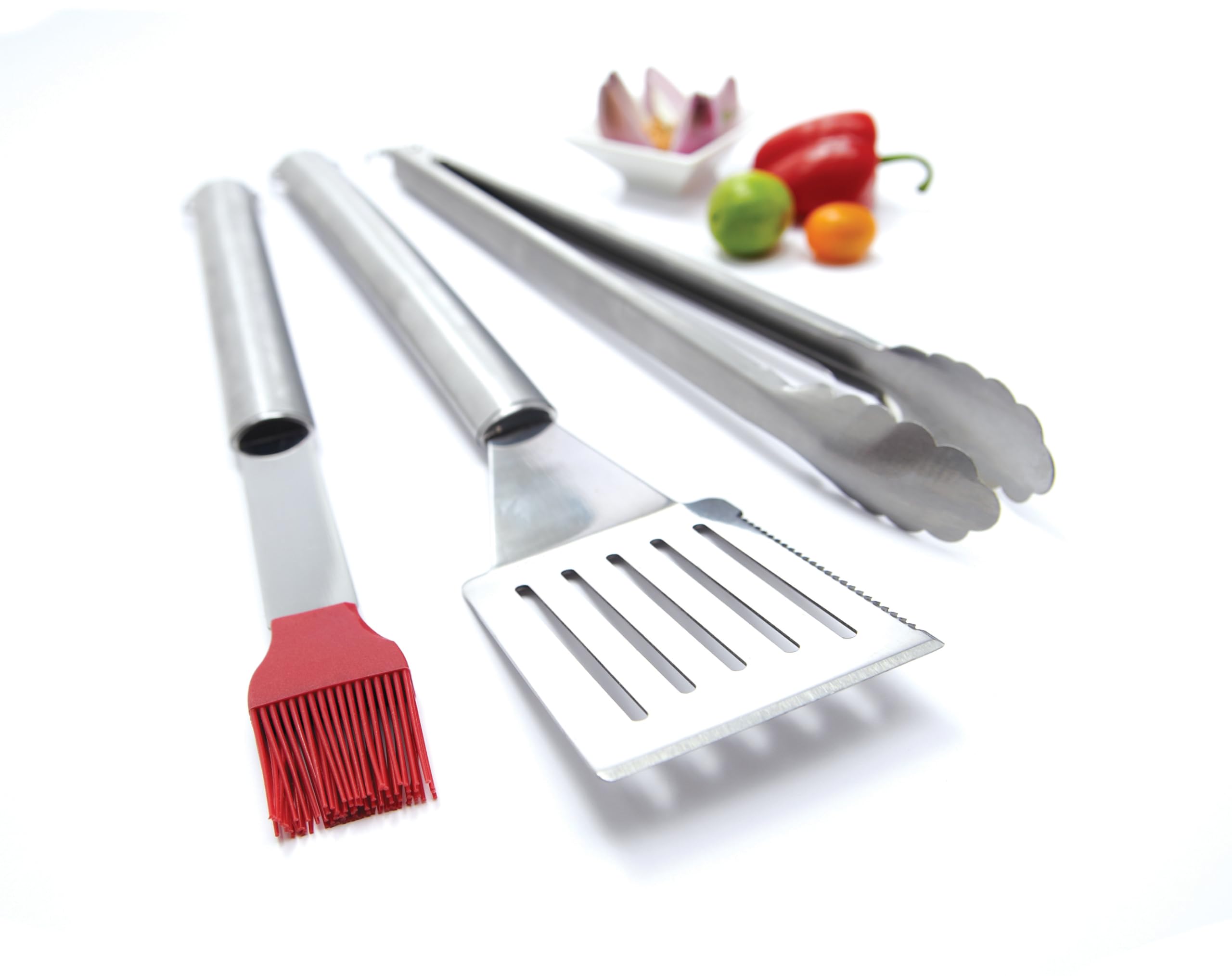 GrillPro 40035 3-Piece Stainless Steel BBQ Grill Tool Set with Spatula, Tongs & Fork - Heavy Duty, Heat Resistant for Outdoor Cooking, Grilling, Camping & Backyard Barbecues