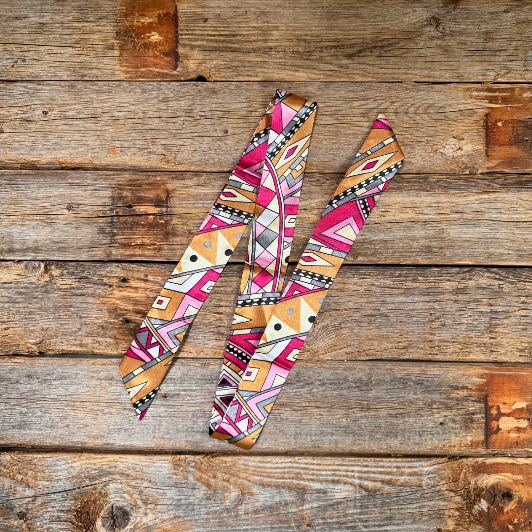 Pink and Brown Western Skinny Mini Wild Rag Scarf - Stylish Cowgirl Necktie for Women | Perfect for Rodeo, Horse Riding & Western Fashion Outfits #TW330