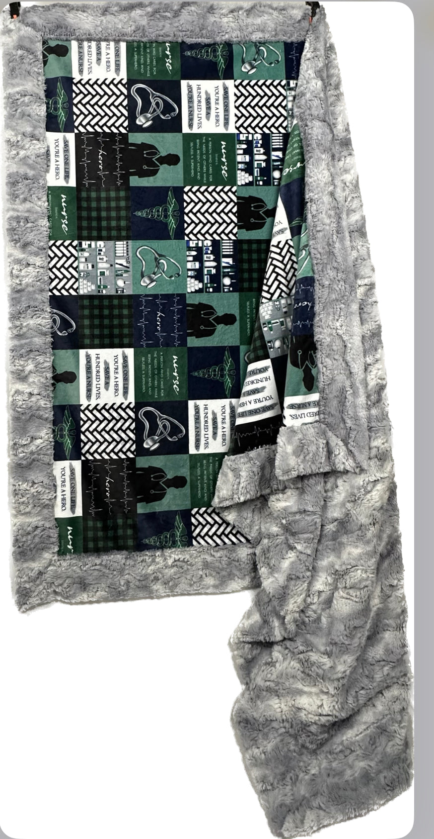 Premium R.N. Evergreen & Blue Nurse Design Large Fleece Blanket 56