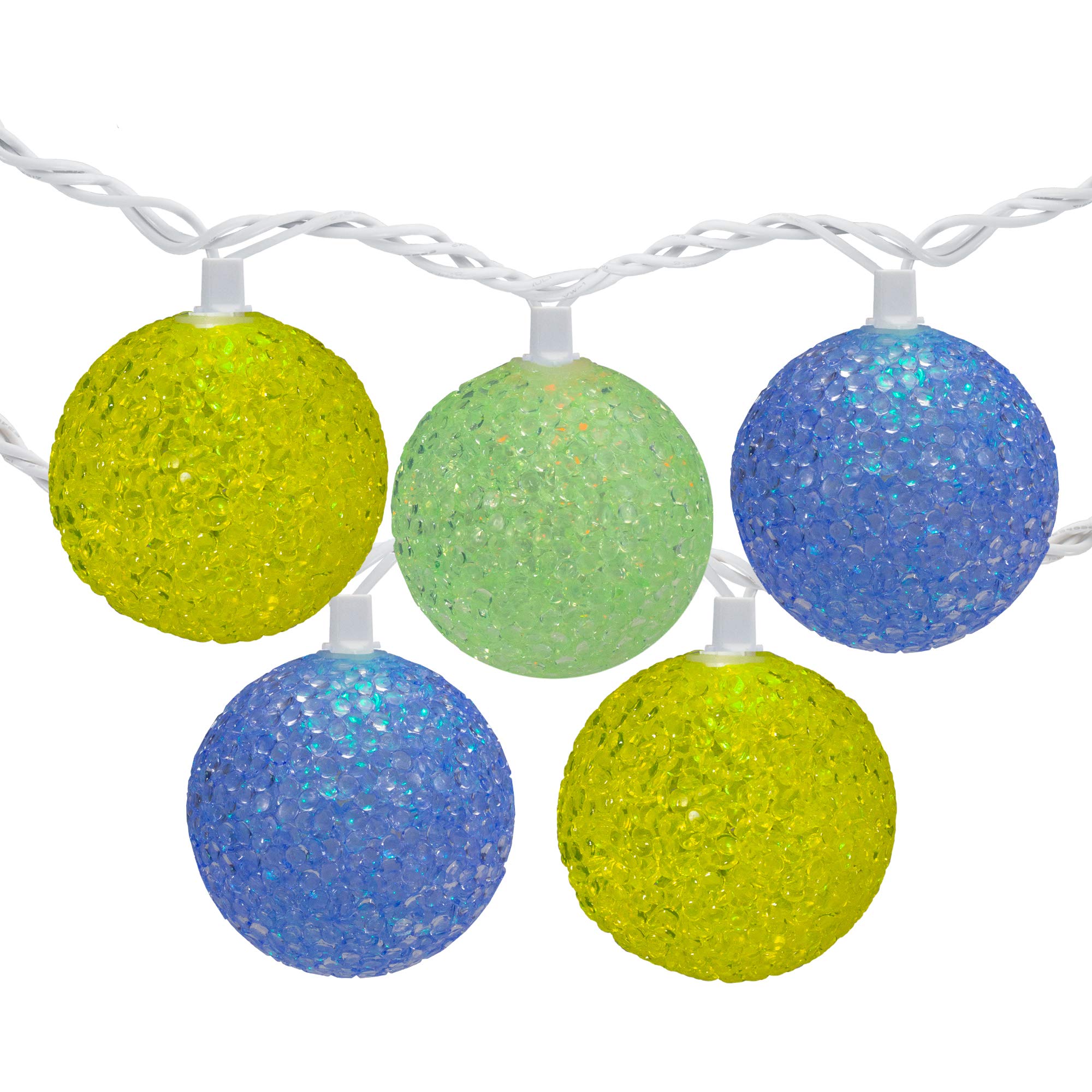 10 LED Color-Changing Sparkly Globe String Lights - 7.5 ft White Wire Fairy Lights for Bedroom, Party, Wedding & Outdoor Decor