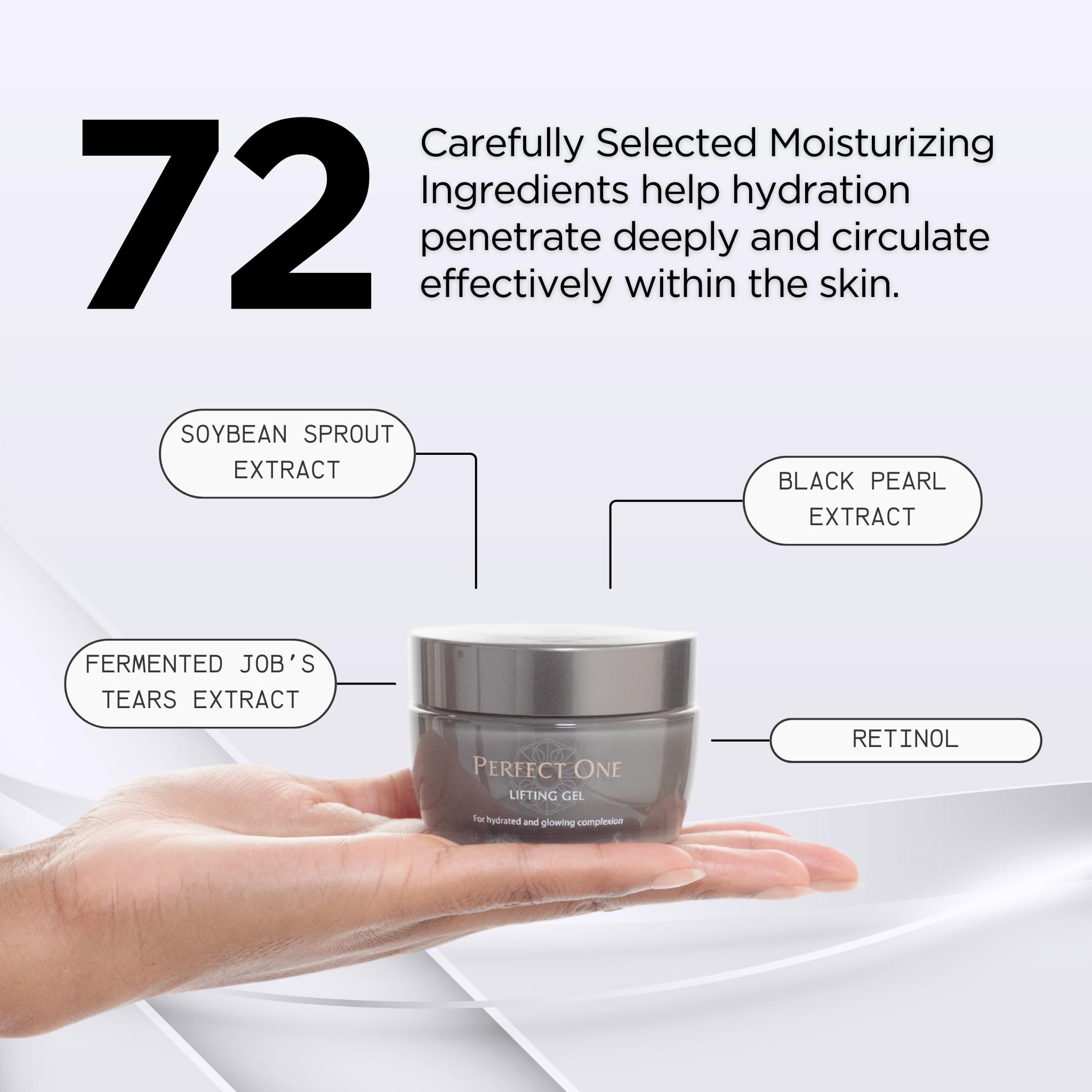 PERFECT ONE Lifting Gel: Japanese Anti-Aging Face Cream with Niacinamide, Hyaluronic Acid & Retinol - Multi-Action Moisturizer, Serum & Eye Treatment - 1.76 oz (50g) for Day & Night Skincare Routine