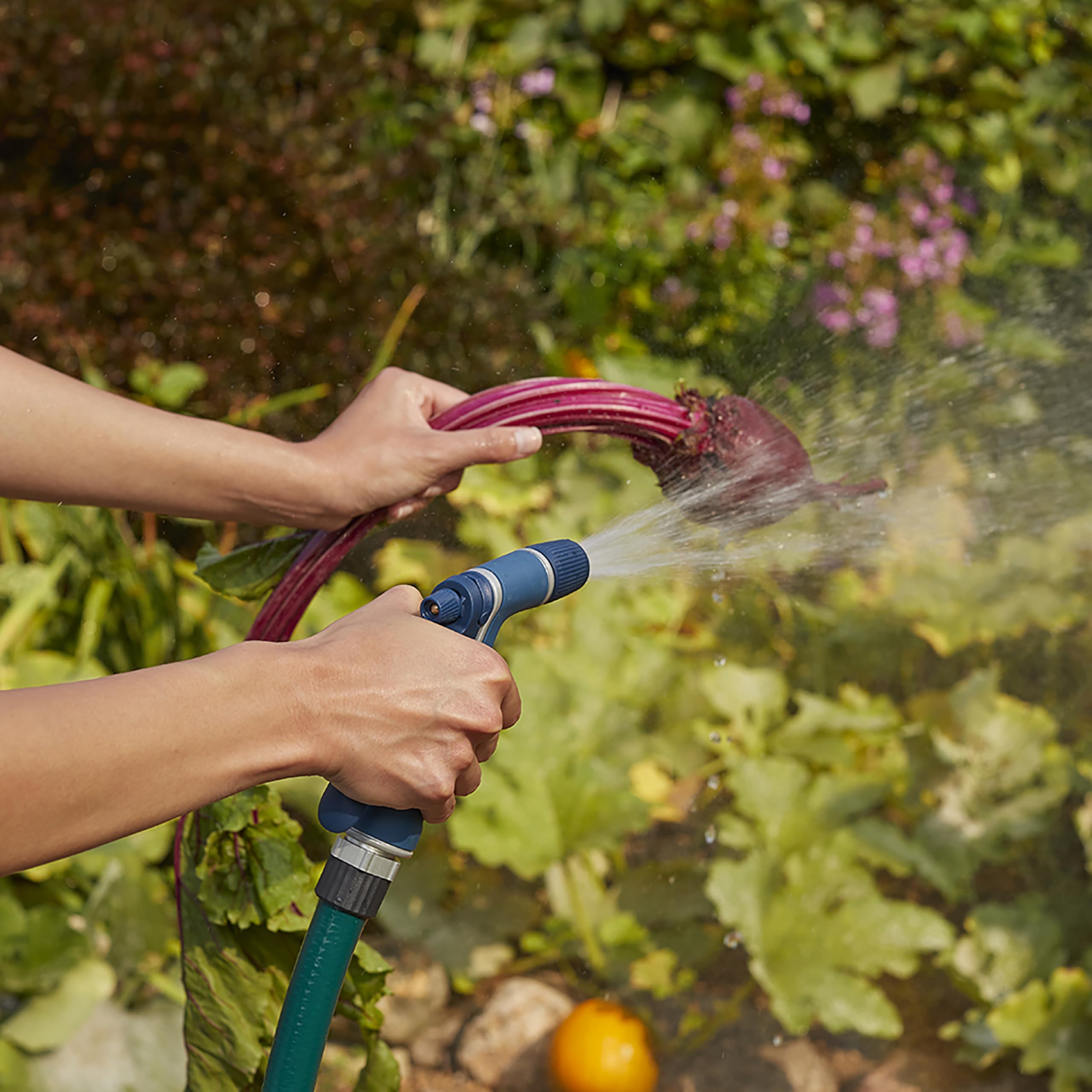 Gilmour Medium Duty Adjustable Garden Hose Nozzle - 8 Spray Patterns for Lawn, Plants & Outdoor Cleaning - Heavy Duty Water Hose Nozzle for Gardening, Car Washing & Patio Use (Blue)