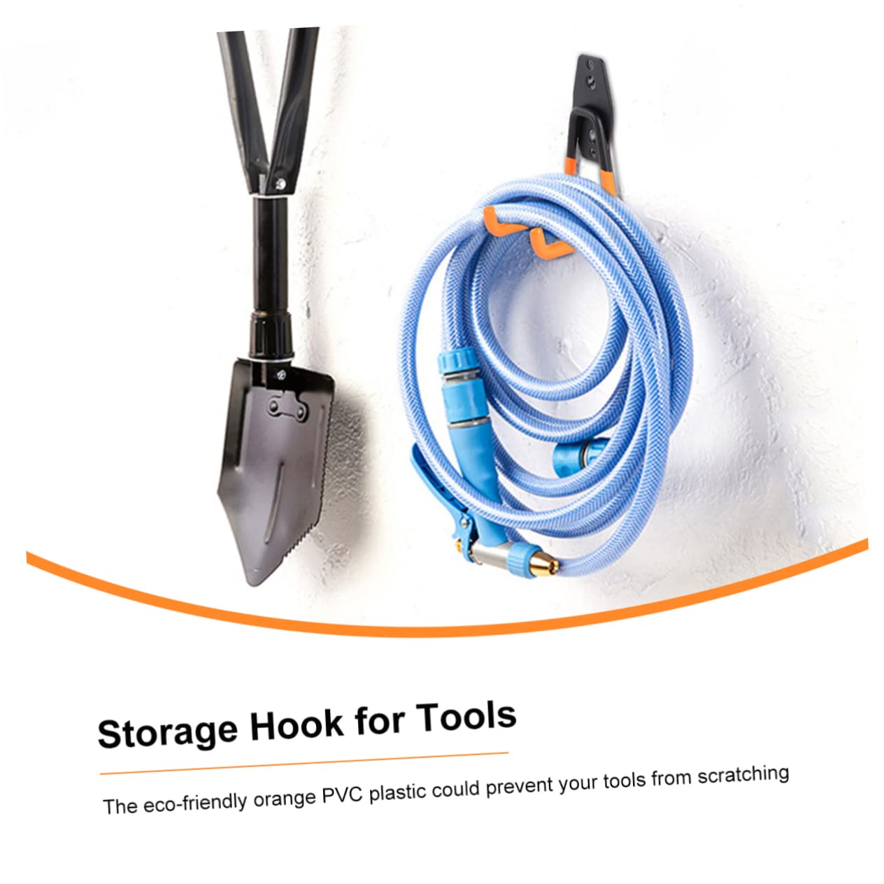 4-Pack Heavy Duty Orange Metal Wall Hooks with Anti-Slip Coating - Sturdy Garage Storage Hangers for Tools, Hats, Coats & Home Organization (Perfect for Workshop, Shed, Entryway & Closet)
