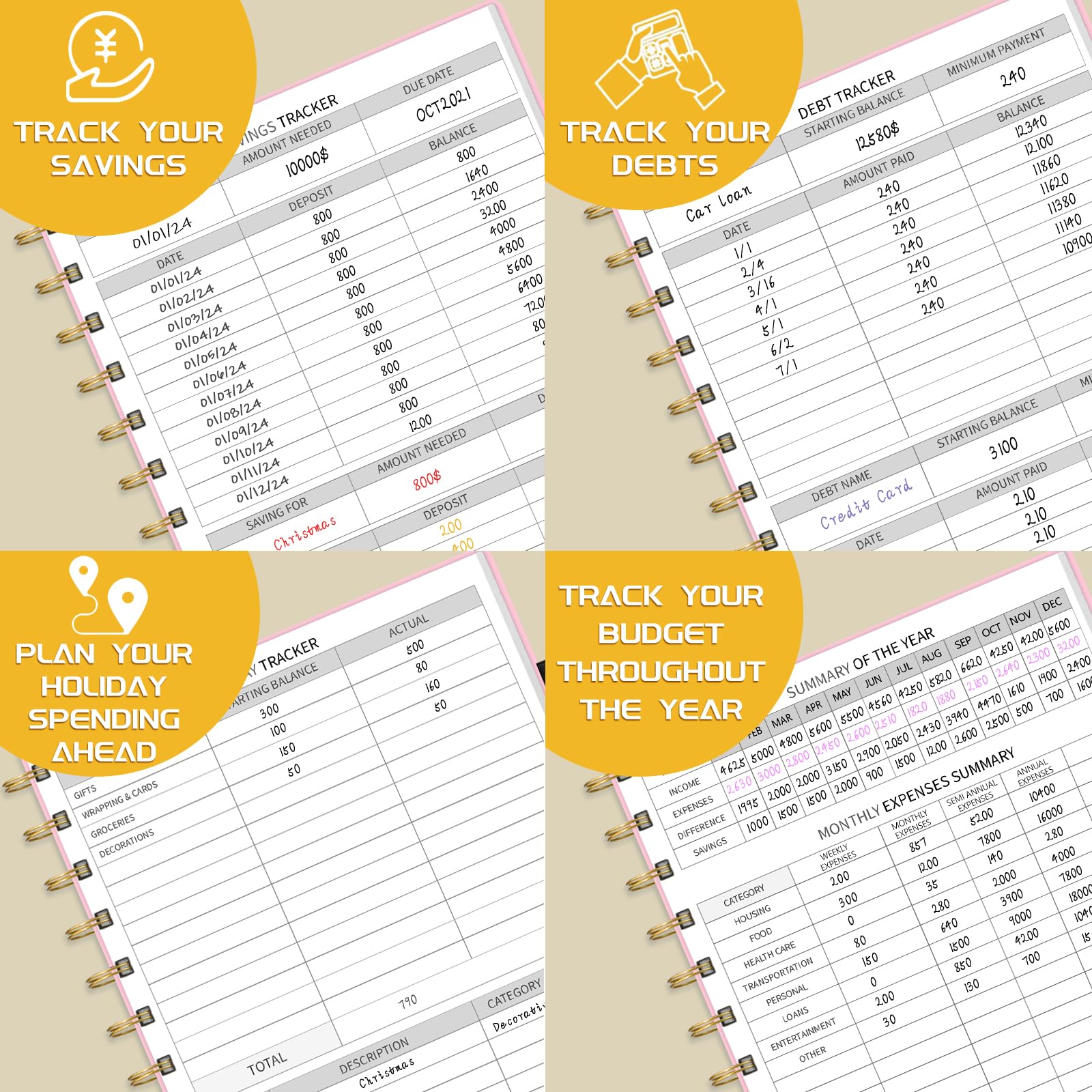 2025-2026 Budget Planner - Monthly Bill Organizer with Pockets | Undated Financial Planner with Expense Tracker | Money Management Journal | Medium Size 5.5