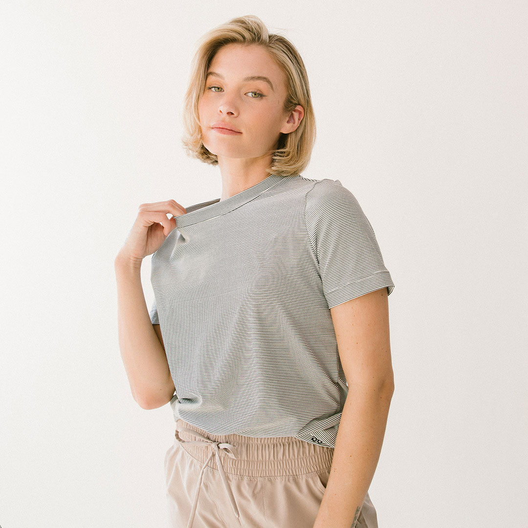 Trendy Boyfriend Tee with Sweet Stripes - Casual Comfort for Women | Perfect for Everyday Wear, Date Nights & Relaxing Weekends