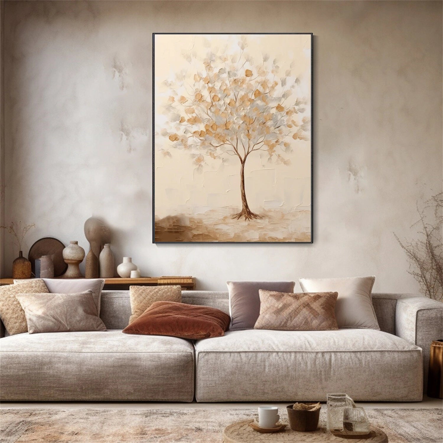 Beautiful Flower and Tree Painting #FT214 - Handmade Canvas Art for Home Decor, Office, Living Room & Bedroom Wall Decor