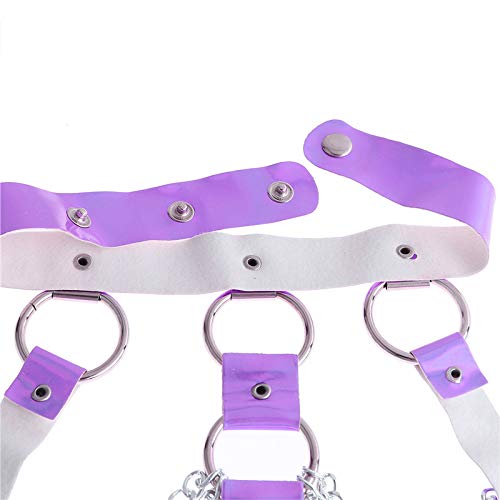 Holographic Rave Body Harness with Chest Cage, Choker & Chain Belts - Festival Costume with Pasties for EDM, Music Festivals & Clubwear Roleplay - Perfect for Rave Parties, Cosplay & Nightclub Outfits