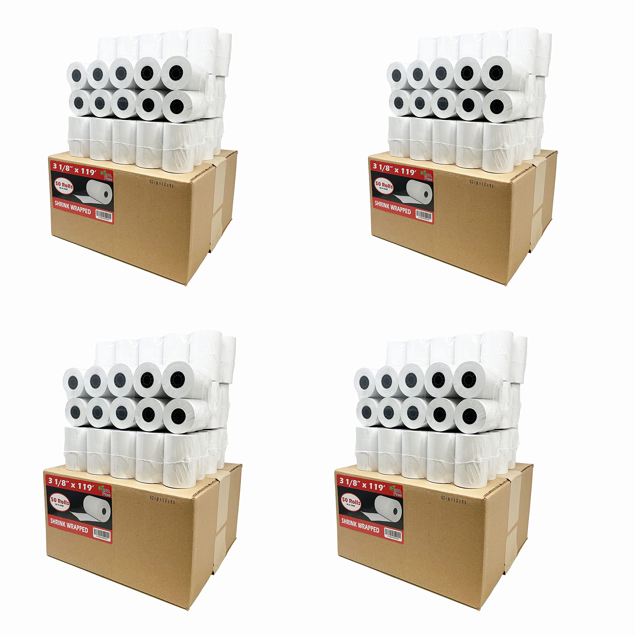 (200 Rolls) 3 1/8 x 119 ft BPA-Free Thermal Paper Rolls - Premium Quality 48 GSM German Paper for Cash Registers, POS Systems & Receipt Printing - Ideal for Retail Stores, Restaurants & Small Businesses