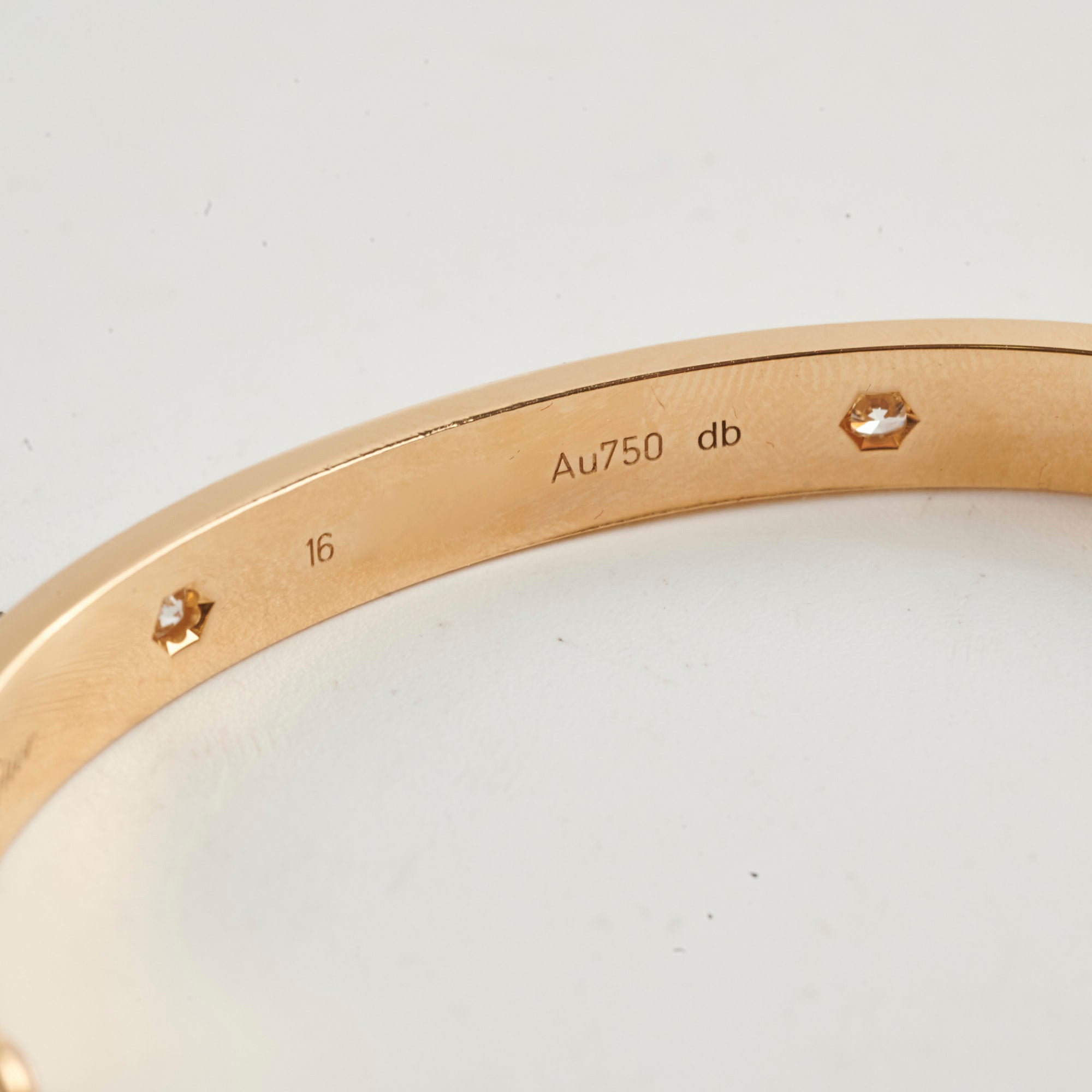 Cartier Love Bracelet 4 Diamonds 18K Yellow Gold Jewelry for Women - Size 16, Luxury Gift for Anniversary, Valentine's Day & Special Occasions