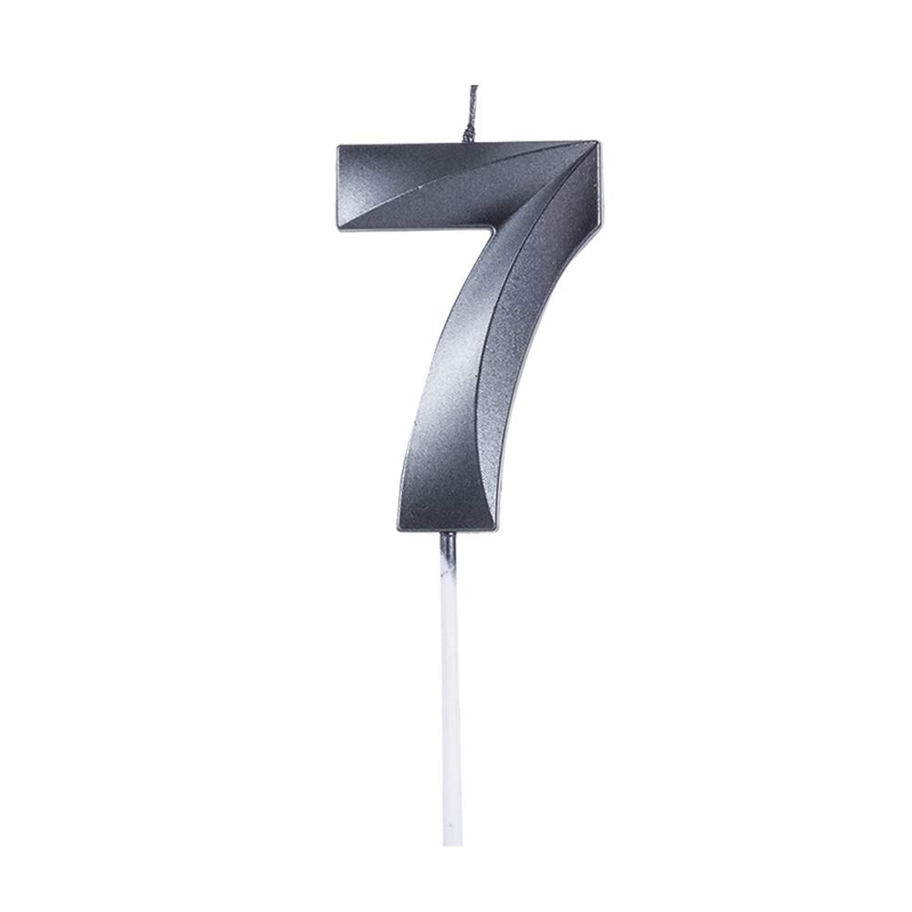 3D Multicolor Extended Big Number Birthday Candles - Cake Topper Decoration for Parties, Anniversaries & Celebrations (Set of 7 Black Candles) | Perfect for Birthday Cakes, Wedding Cakes & Special Events