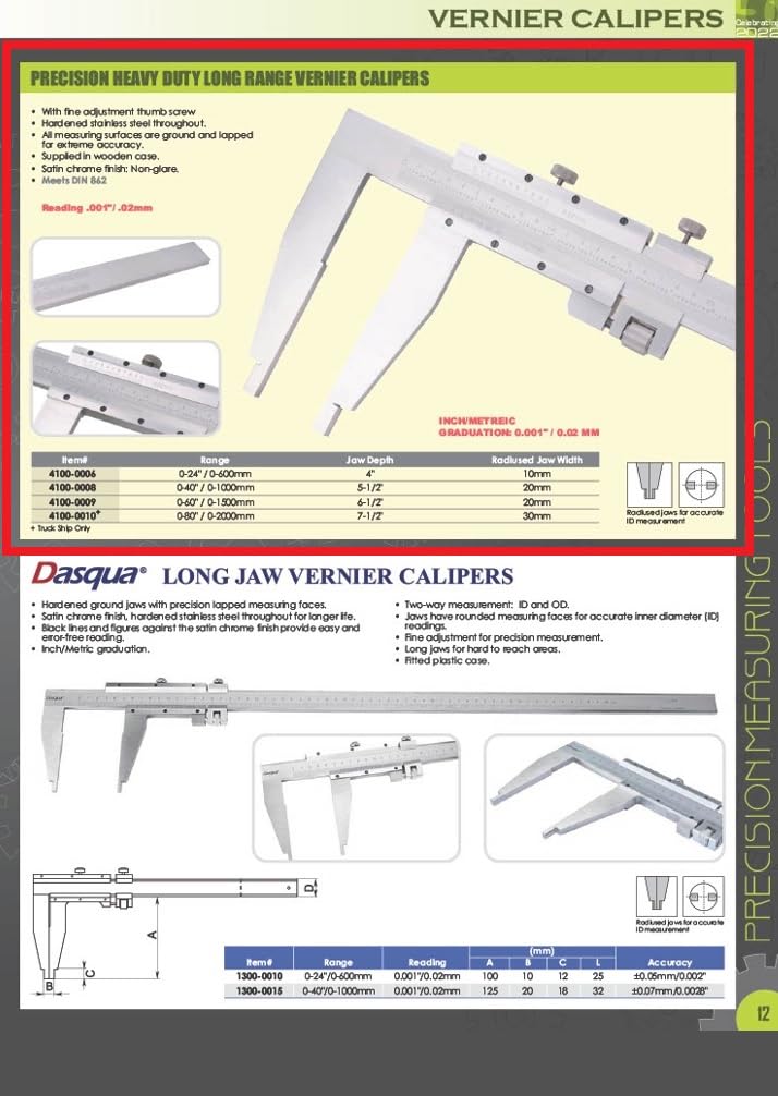 HHIP 4100-0008 Heavy Duty Vernier Caliper - 40 Inch/1000mm Precision Measuring Tool for Metalworking, Woodworking & Engineering Applications
