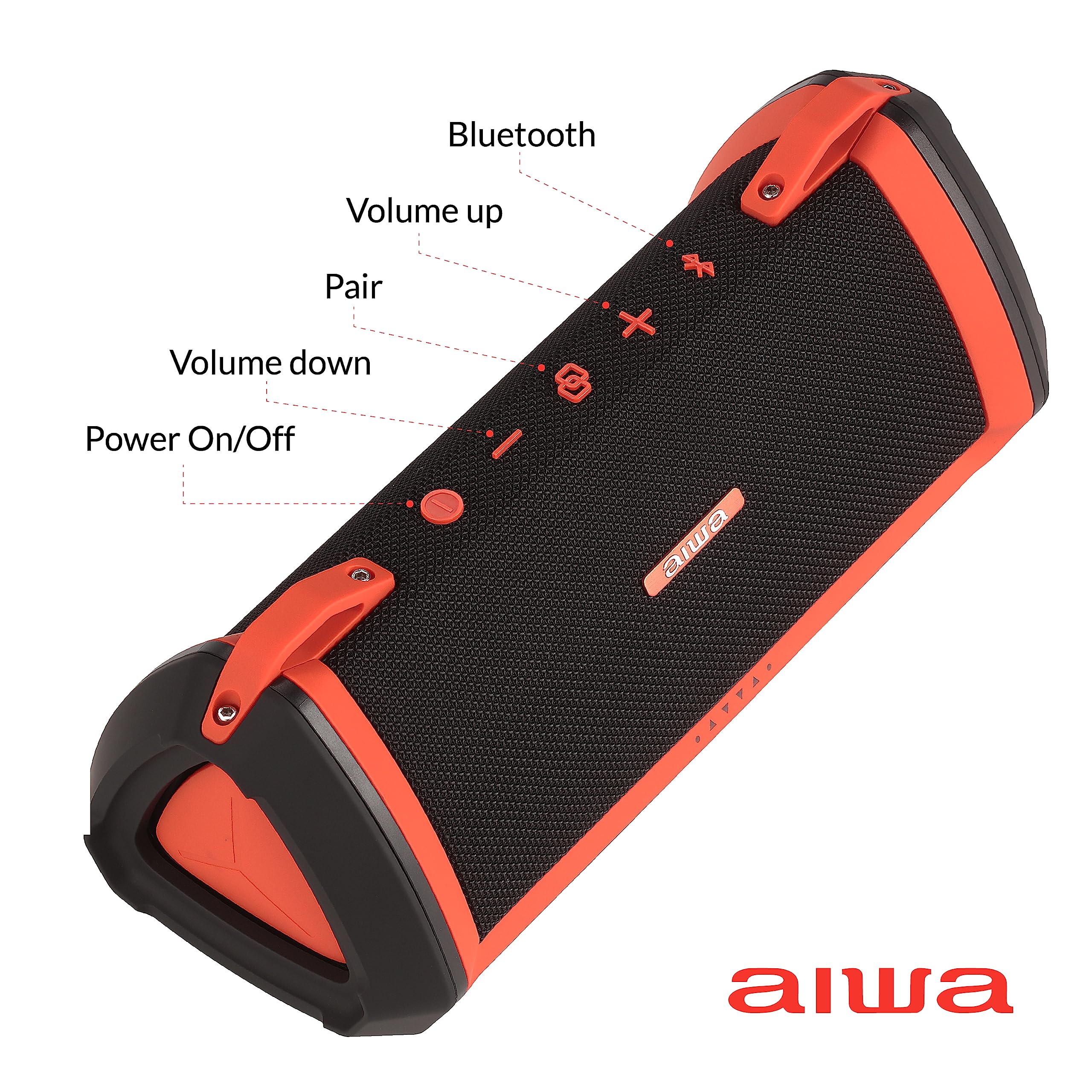 Aiwa Exos-3 Waterproof Bluetooth Speaker - 60W Peak Power, 20H Playtime, Stereo Sound with USB-C Fast Charging | IPX7 Waterproof & Wireless Pairing | Perfect for Pool Parties, Beach Outings, Camping & Outdoor Adventures