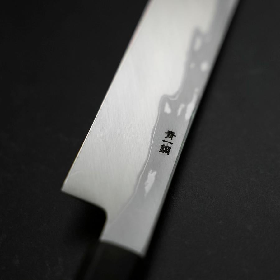 Premium Yanagi Kiritsuke Knife - Blue Steel #1 Suminagashi Blade with Buffalo Ebony Handle & Sheath (330mm) - Perfect for Sushi, Sashimi & Japanese Cuisine Preparation