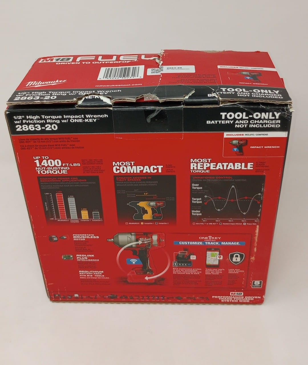 Milwaukee M18 18V Cordless Impact Wrench (2863-20) - 1/2