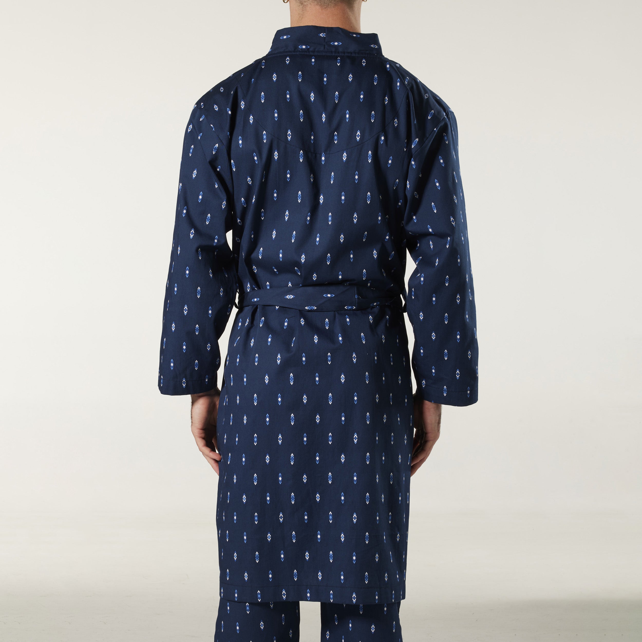 Men's Flint Cotton Robe Navy Blue - Soft & Comfortable Bathrobe for Spa, Lounge & Relaxation at Home