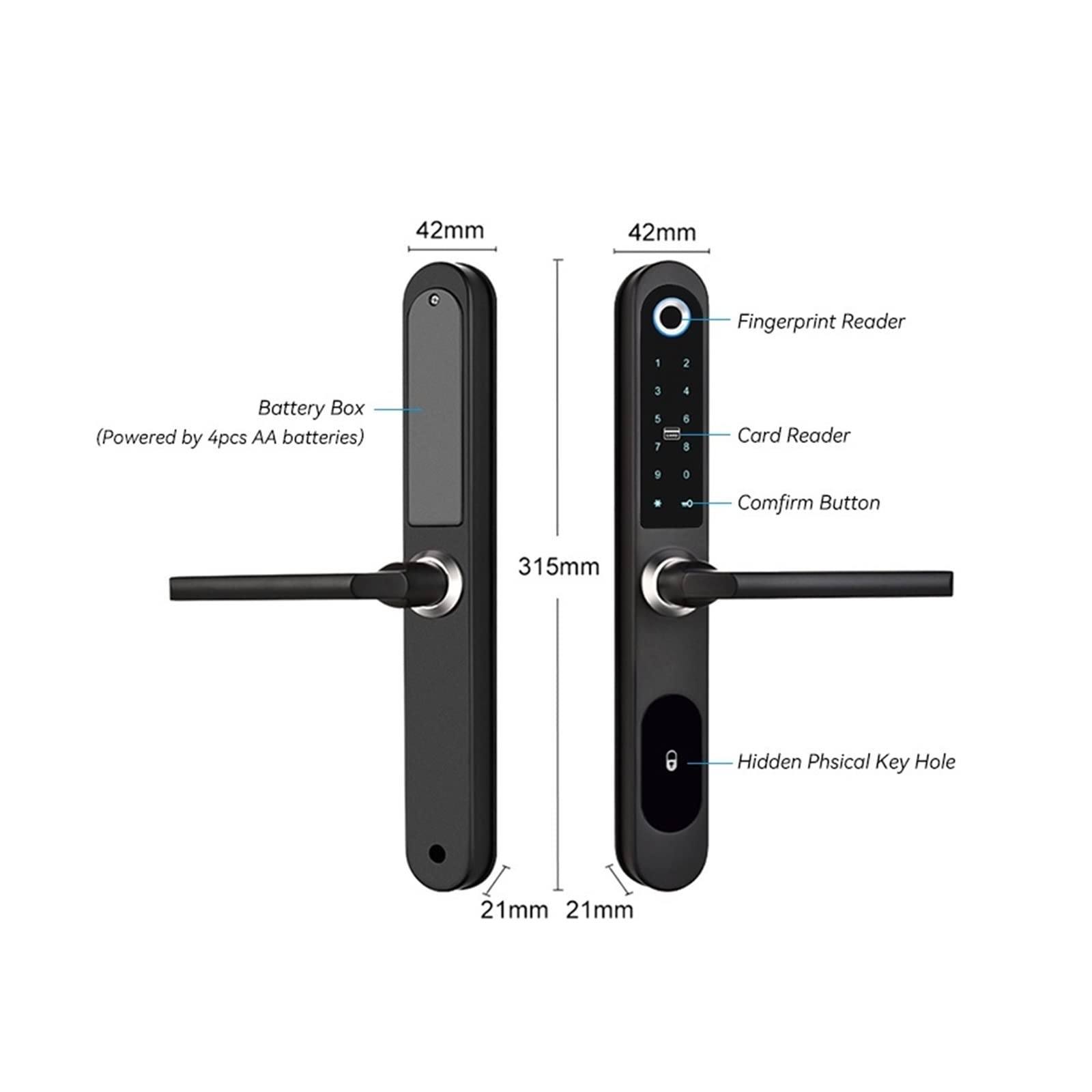 Smart Lock for Sliding Glass Doors - Tuya App, Keypad, Fingerprint & RFID Electronic Lock with Double Hooks Mortise (Round, 22 240 2885) - Ideal for Patio, Balcony & Home Security