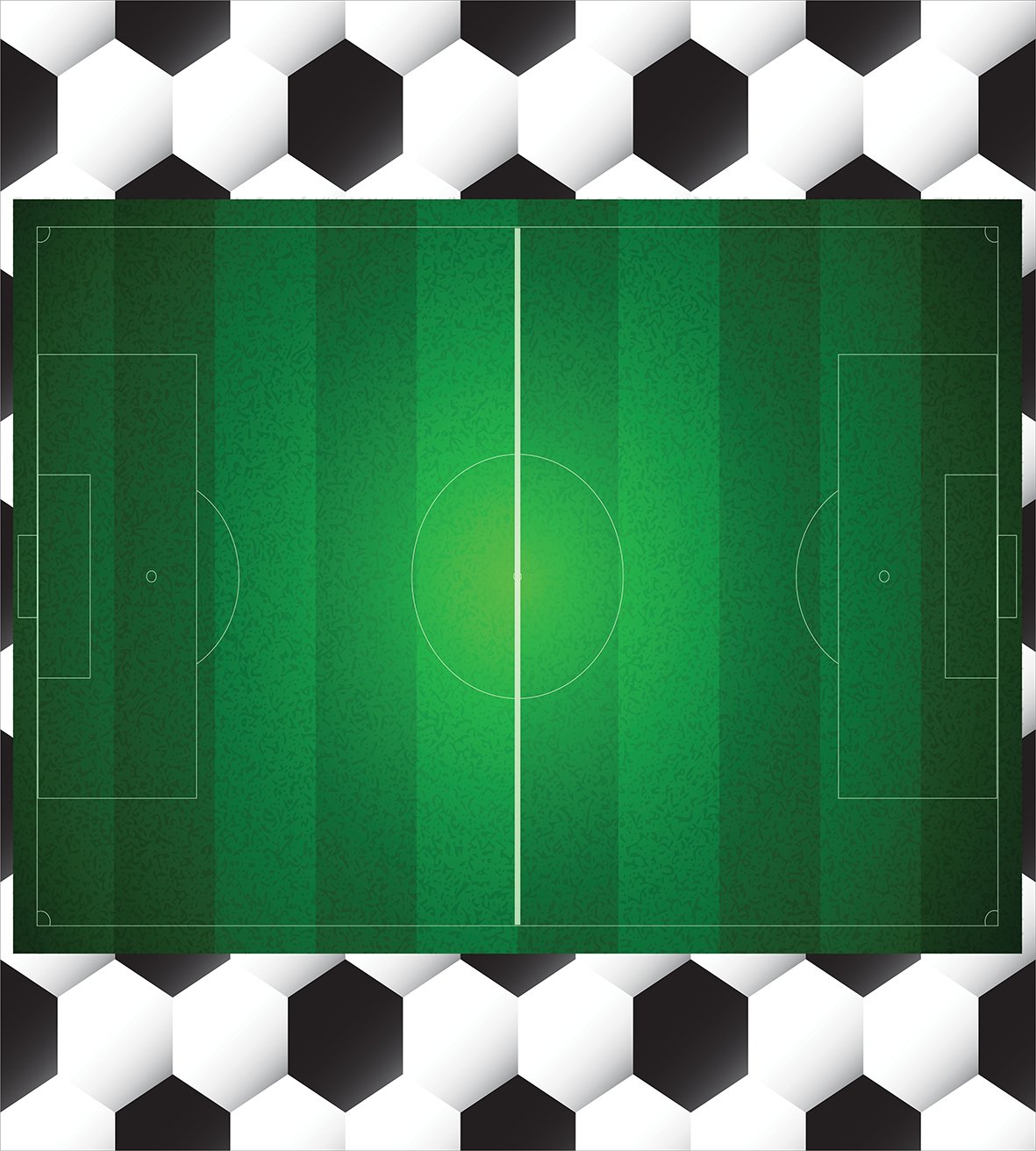 Ambesonne Soccer Duvet Cover Set - King Size Football Field Design with Hexagonal Ball Pattern, 3-Piece Bedding Set Includes Duvet Cover & 2 Pillow Shams, Black White Green - Perfect for Sports Fans, Game Room Decor, and Soccer Themed Bedrooms