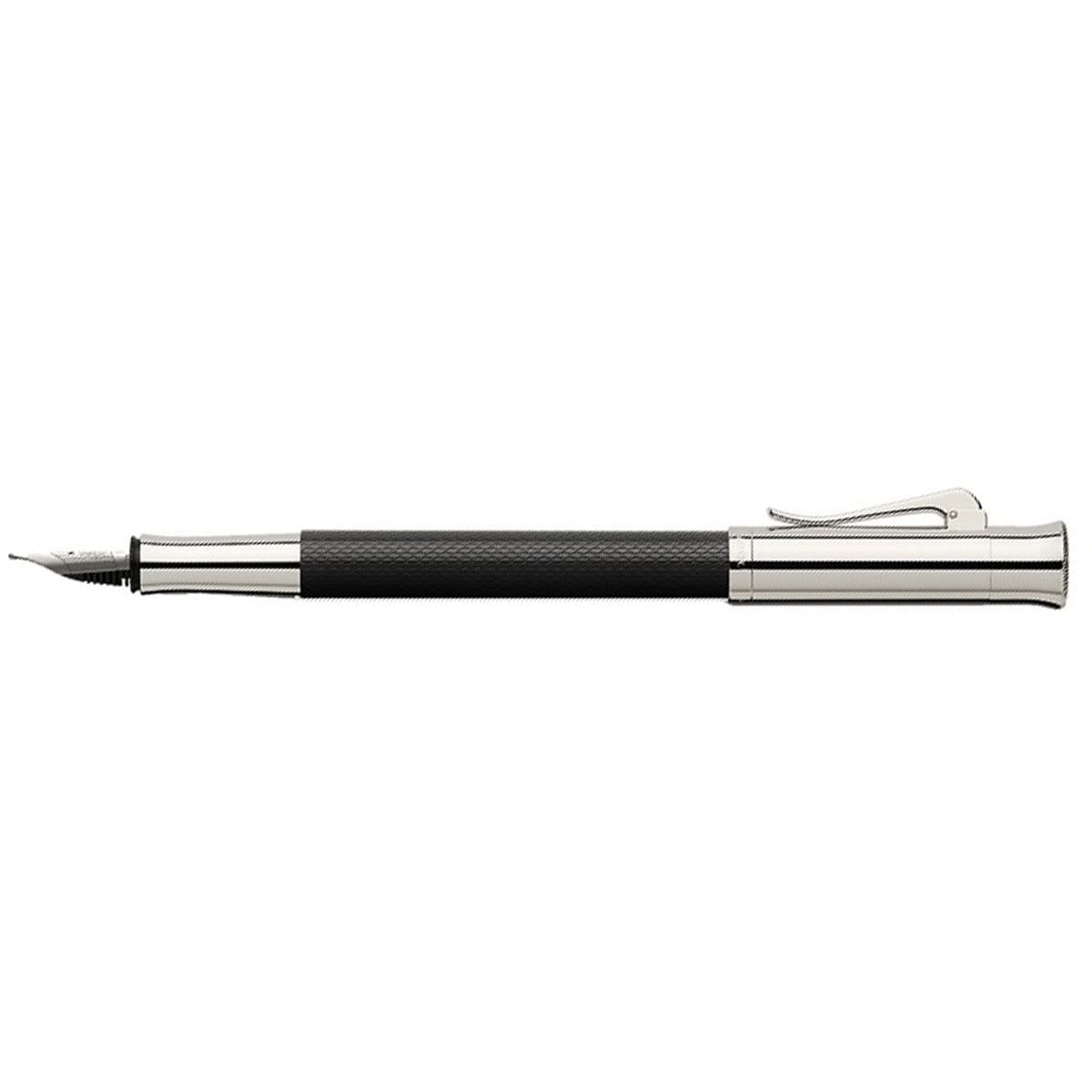 Graf von Faber-Castell Medium Guilloche Fountain Pen - Black Luxury Writing Instrument for Professionals & Collectors - Perfect for Signatures, Calligraphy & Office Use