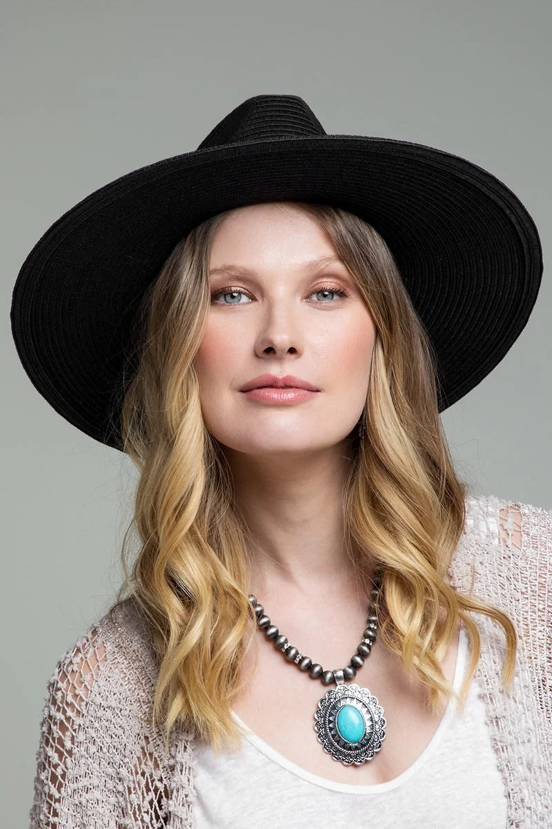 Stylish Black Sun Fedora Hat for Men & Women - UBH040 - Perfect for Outdoor Activities, Beach, and Summer Fashion