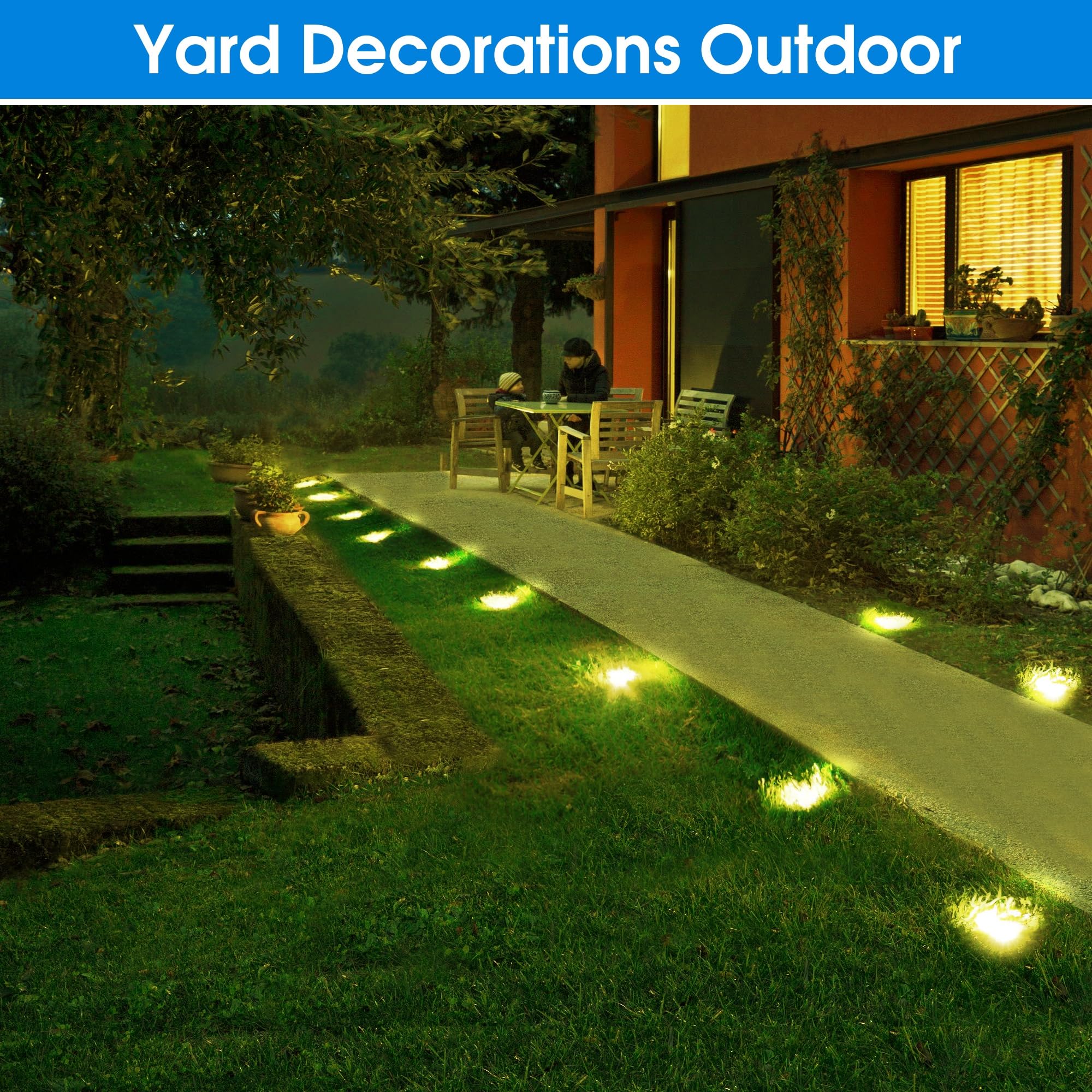 12 Pack Solar Ground Lights Outdoor - 12 LEDs Waterproof Landscape Lighting for Garden, Yard, Walkway, Driveway | Warm White | Long-Lasting Bright Solar Pathway Lights for Patio, Deck & Lawn Decoration