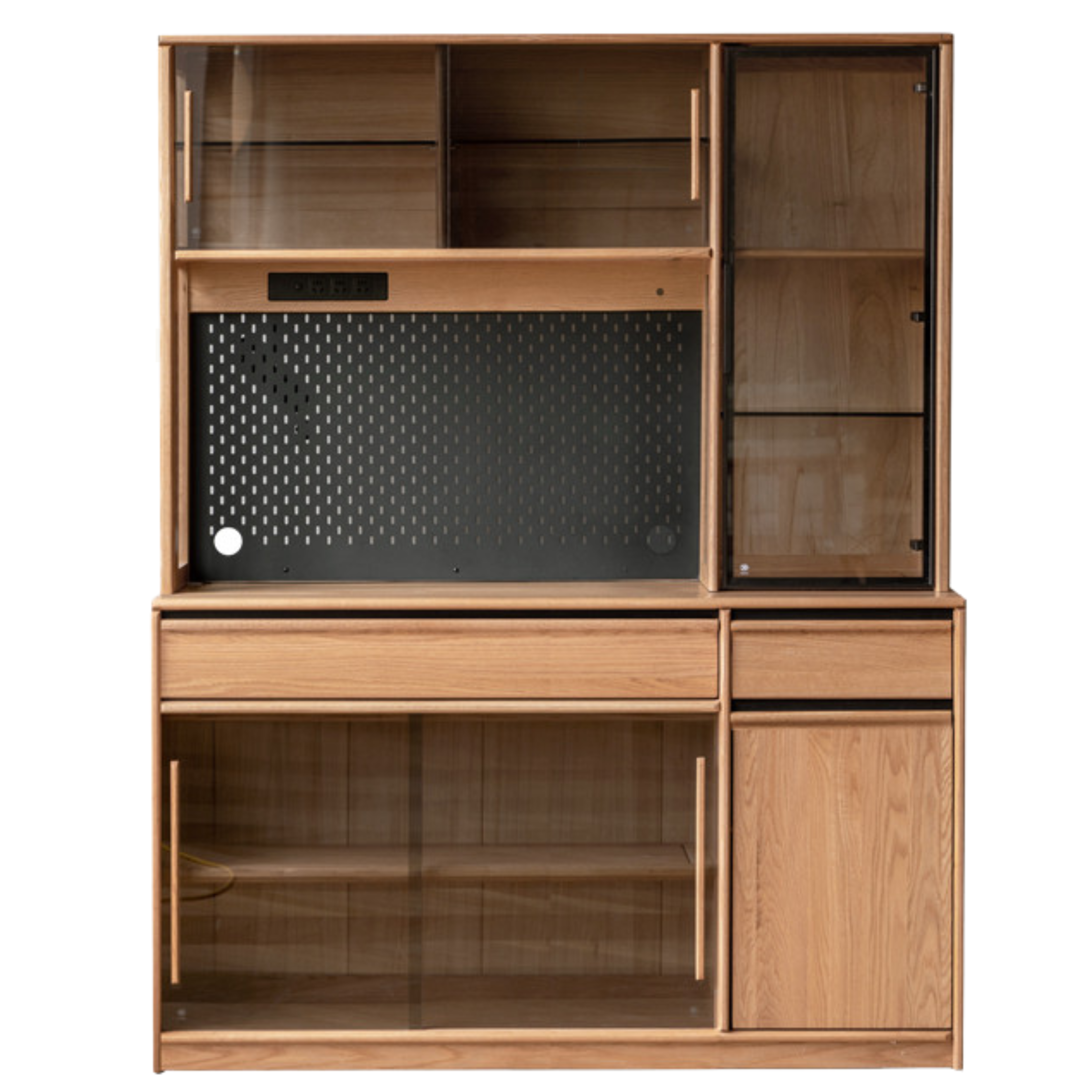 59.1x15.7x73.6 inch / 150x40x186.5сm / Natural Wood Color/ Rice sideboard + shelf