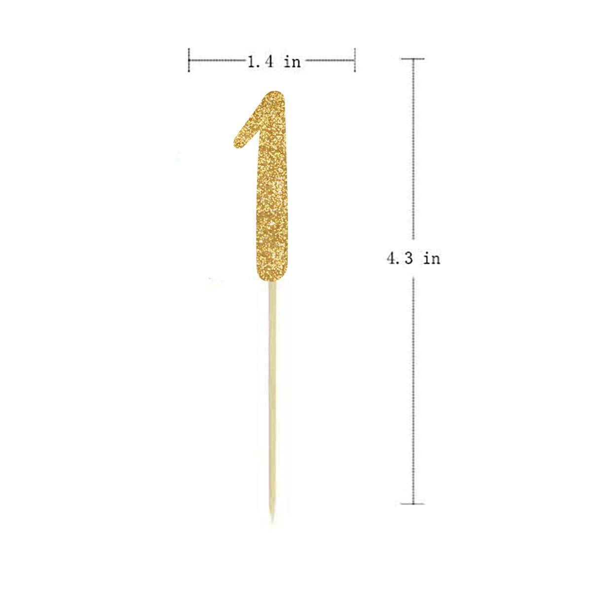 24-Pack Gold Happy 1st Birthday Cupcake Toppers with Glitter Number 1 - Baby Shower, Birthday Party Decorations for Girls & Boys - Perfect for Cakes, Cupcakes and Dessert Table Displays