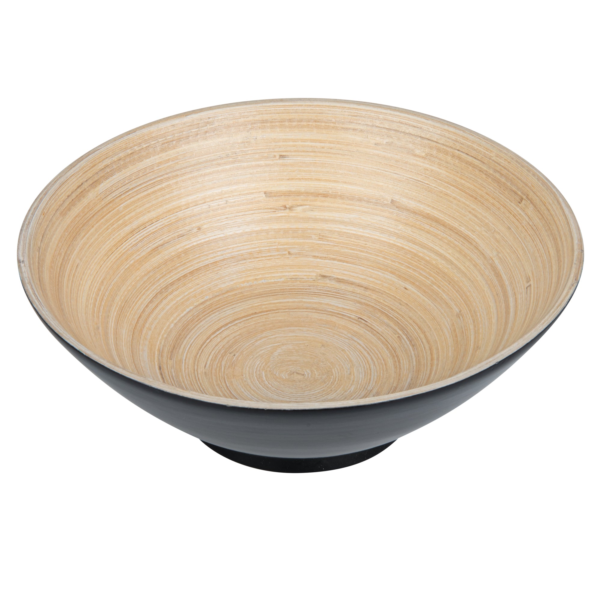 Bambuddha 29 oz Round Black Spun Bamboo Serving Bowl - 8.25