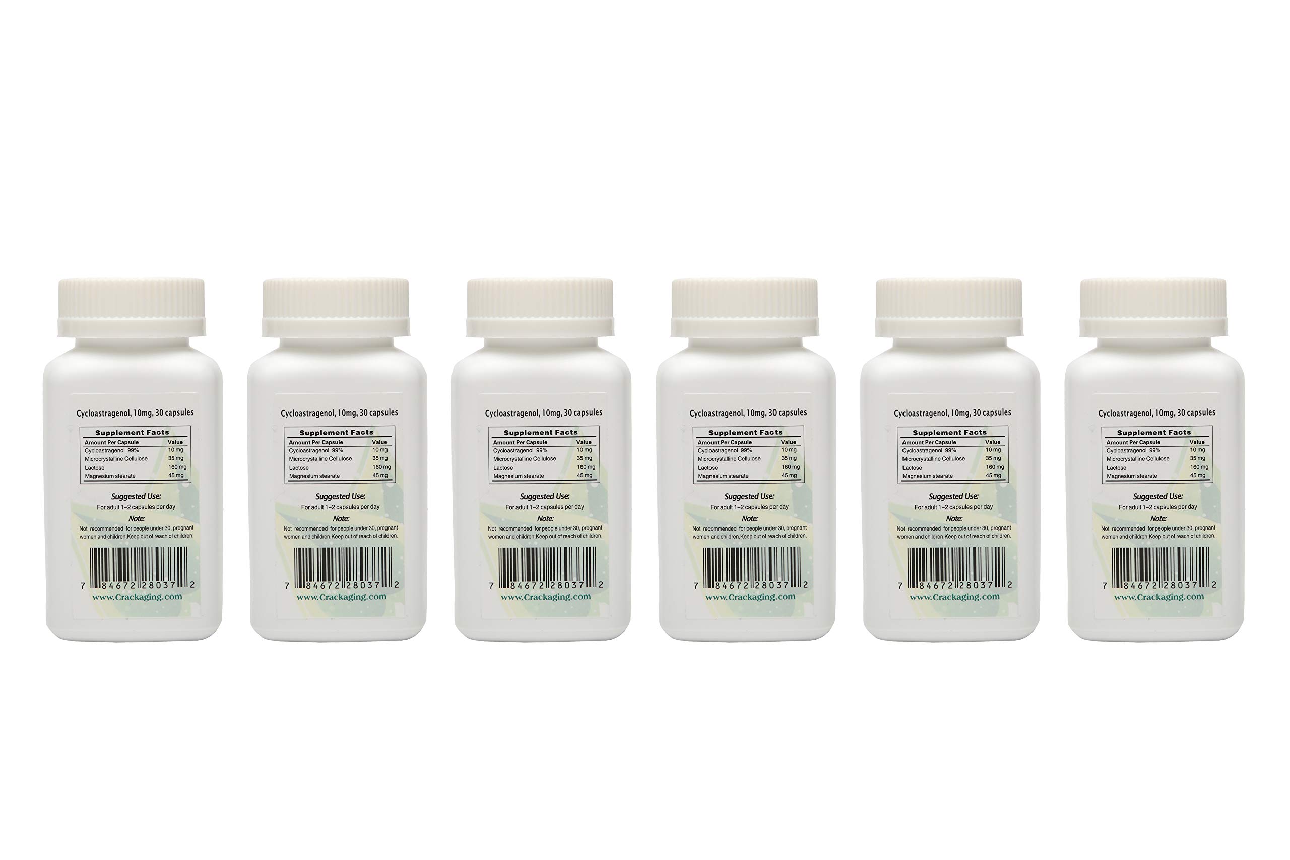 Premium Cycloastragenol 98% Extract (10mg per Capsule) - 30 Capsules/Bottle (6 Bottles) - Supports Cellular Health & Longevity - Ideal for Anti-Aging, Immune Support & Wellness Routines