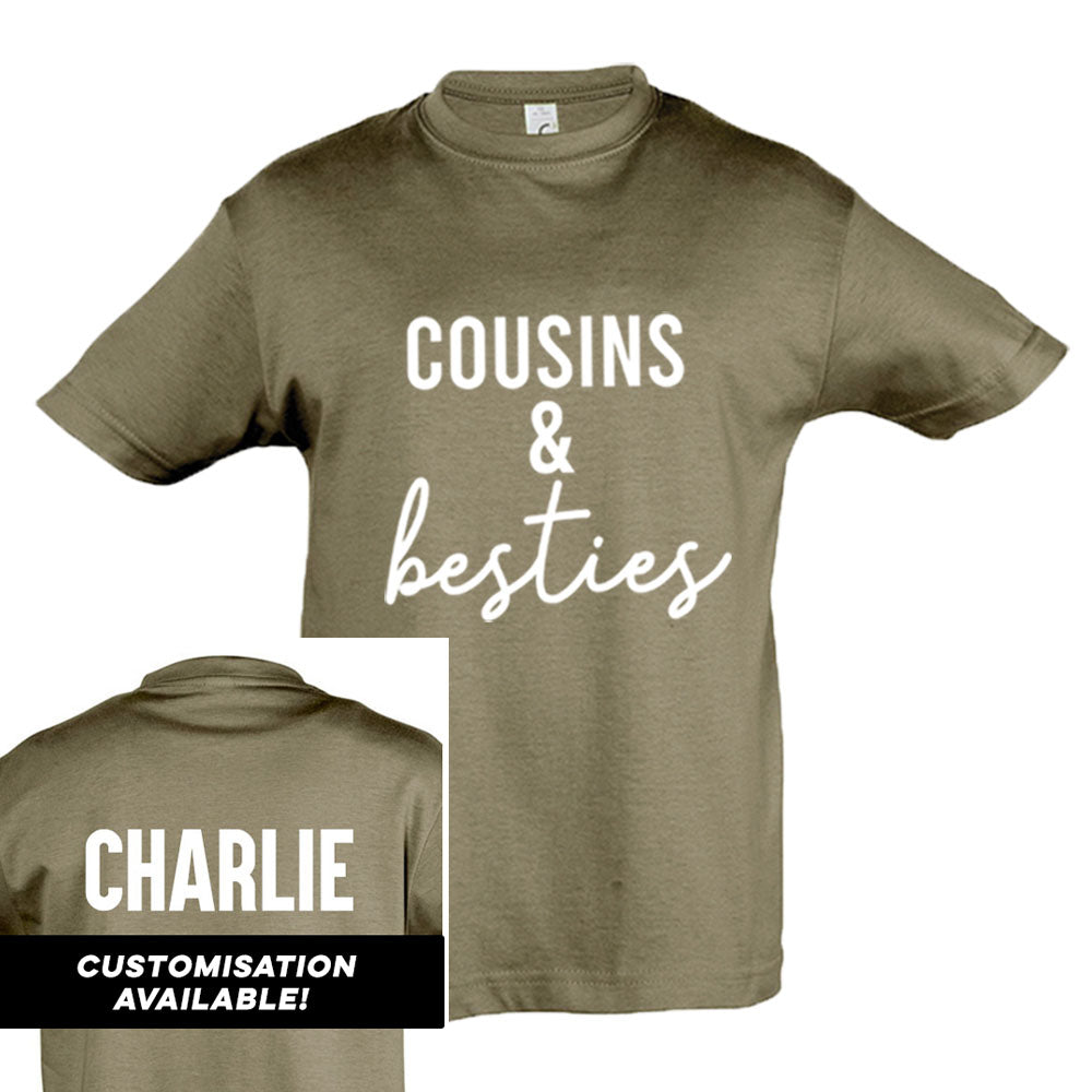 Best Friends & Cousins Matching Army Green T-Shirts | MRK X Collection | Fun Outfits for Family Reunions & Friendship Photos