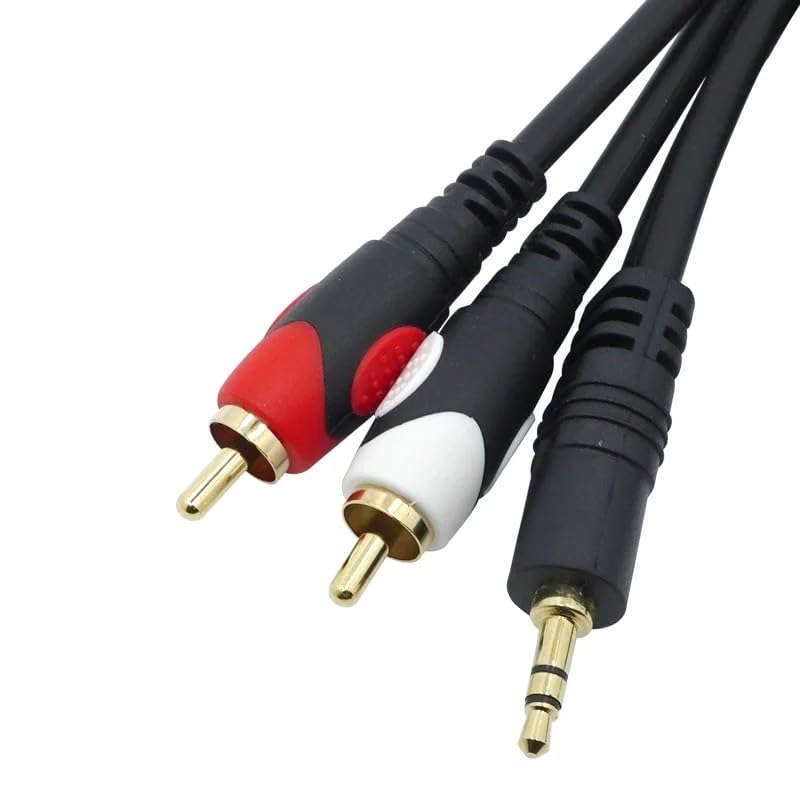 HITORE 3.5mm to RCA Audio Cable - Gold Plated Aux to RCA Adapter Cord (1.5m, Black) for Smartphone, Tablet, Speaker, MP3, TV, iPad, PC, Amplifier, Headphones - Perfect for Home Theater, Car Audio & DJ Equipment Connection