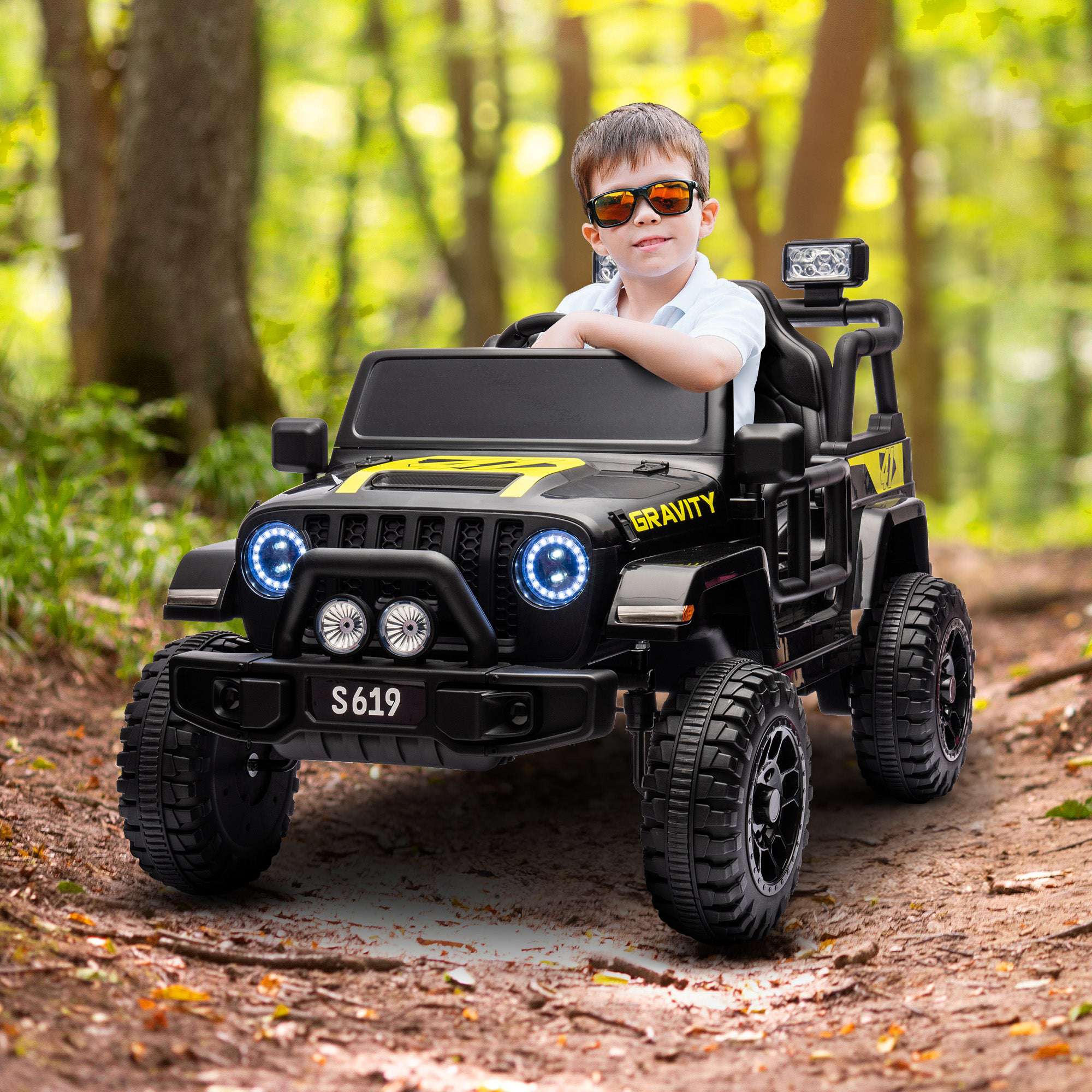 12V Kids Electric Ride On Jeep Toy Car - Black | Off-Road Adventure Vehicle for Boys & Girls | Outdoor Play, Backyard Fun, Birthday Gift